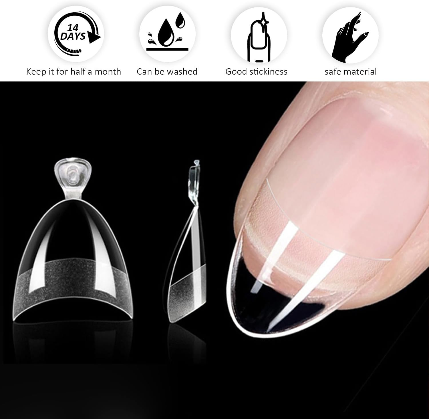 360 Pieces Short Almond Short Nails, Half Pattern Nails with Handle, Classic Creativity, Transparent Matte Nail Art Tools, DIY Arts and Craft Nail Accessories image number 5