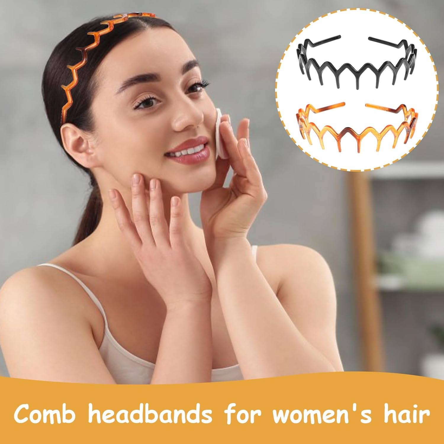 Pack of 4 Zigzag Headbands, Shark Tooth Hair Comb Headband, Wavy Plastic Zigzag Headband, Make up Headband for Women, Sports, Outdoors, Daily image number 5