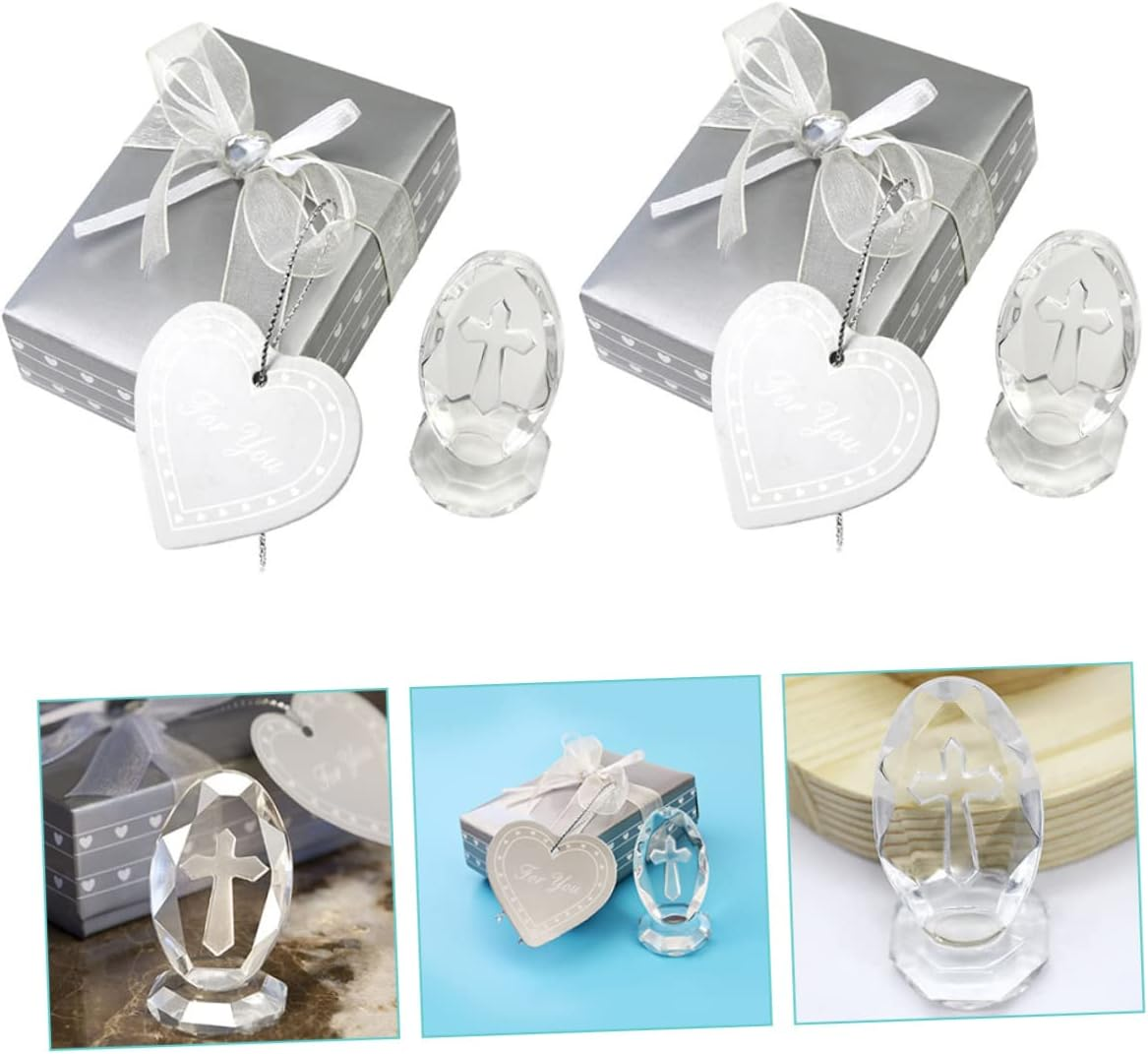 2Sets Shower Boys Baptism Girls Cross Crystal Decoration Crystal Adornments