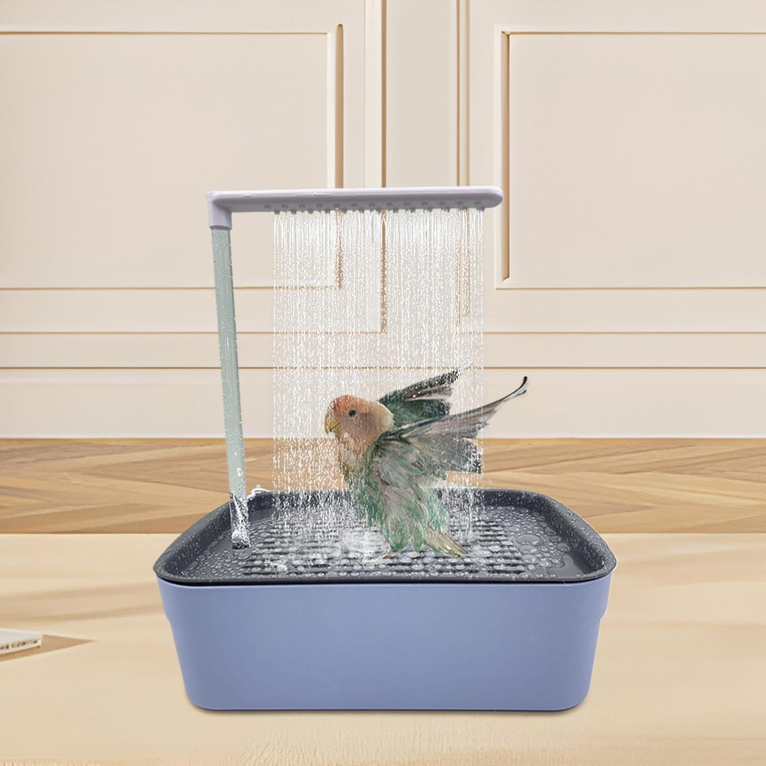 Generic Parrot Automatic Bathtub - Bird Shower Bathing Tub Toy | Pet Circulating Water Bath | Blue Rectangular ABS Bathtub for Parakeet, Cockatiel and African Grey image number 5