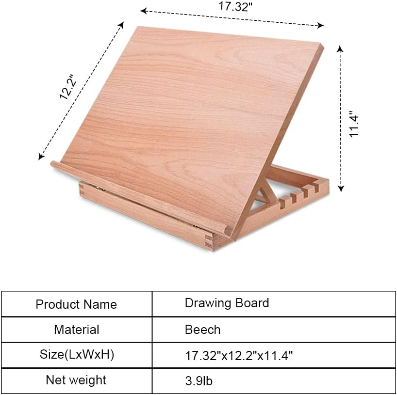 Tabletop Easel A3 Painting Easel with Smooth Surface, Adjustable Angle Art Easel for Artists, Children, Beginners & Student image number 1