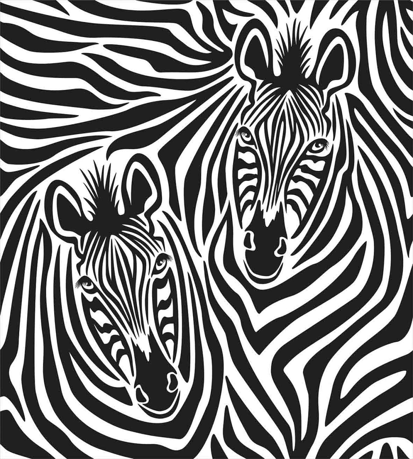 Ambesonne Safari Duvet Cover Set, Couple of Zebras Eyes Face Heads Image Pattern Wild Animals Design, Decorative 3 Piece Bedding Set with 2 Pillow Shams, Queen Size, Charcoal Grey
