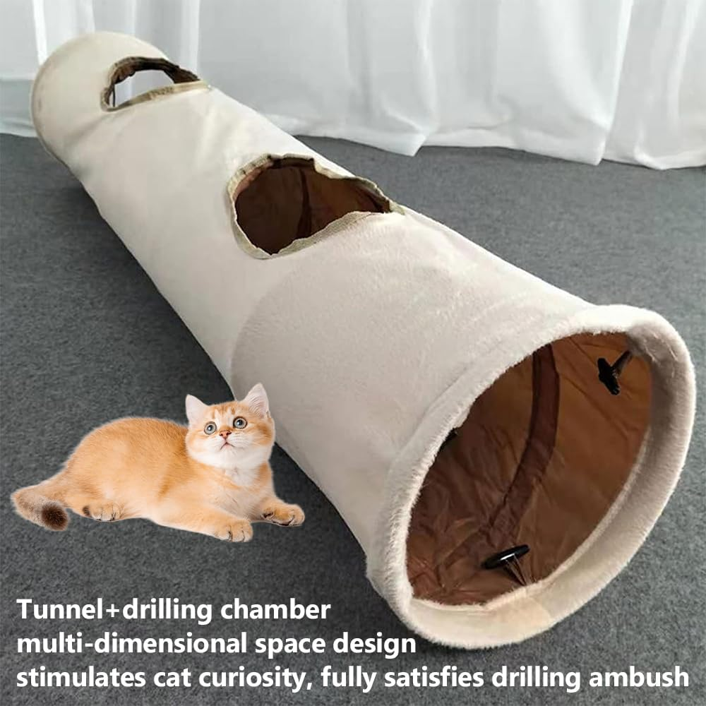 Kitten Tunnel,Cat Tunnel,Collapsible Kitty Interactive Tool,Foldable Cat Tube, for Indoor Cats,Oxford Cloth Warm,Tube- for Cat, Puppy, Rabbit,Let Kitten Experience Self Entertainment image number 5