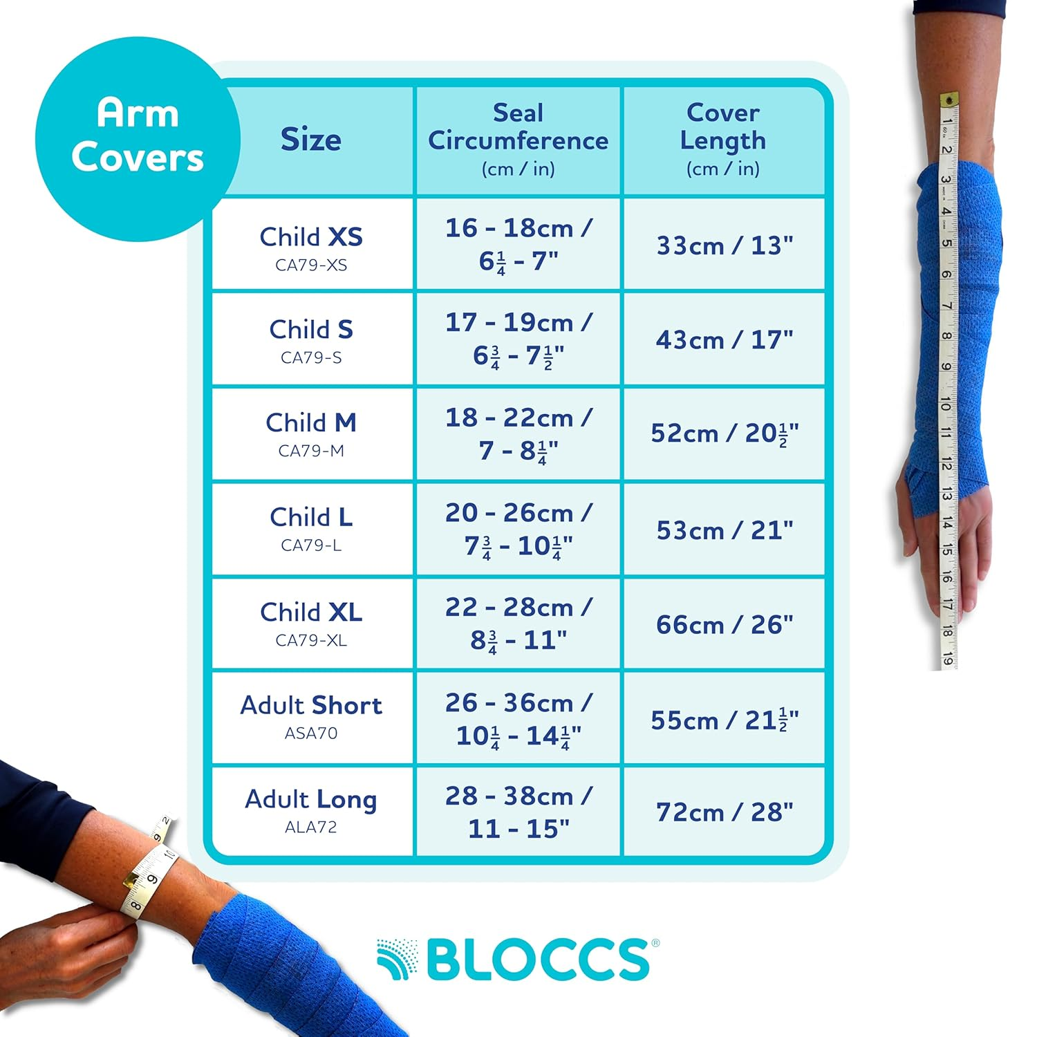 Bloccs Waterproof Cast Cover - #ASA70 - Adult Short Arm