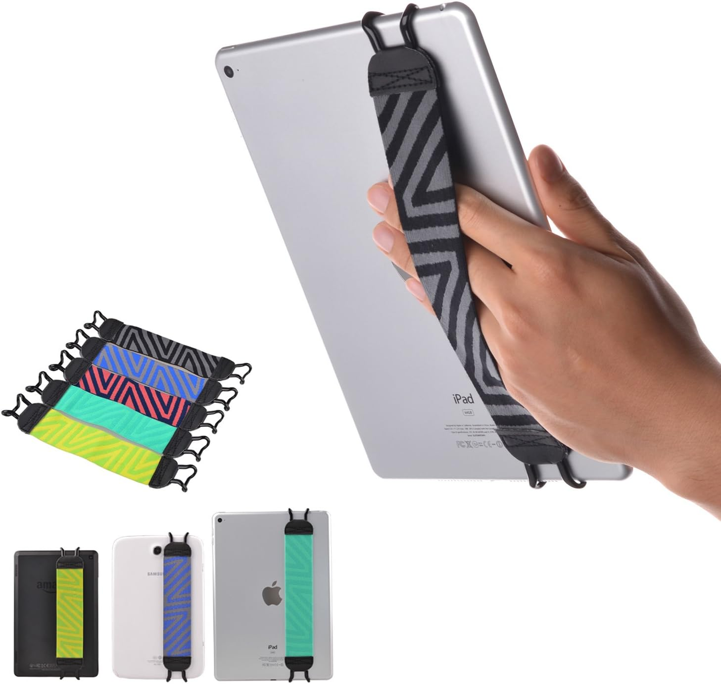 TFY Security Hand-Strap for Tablets Ipad & E-Readers - Apple Ipad Ipad 4 Ipad Air (Ipad Air 2) Ipad Mini - Ipad Pro 9.7 - Samsung Galaxy Tab & Note - Google Nexus and More - Black/Gray image number 3