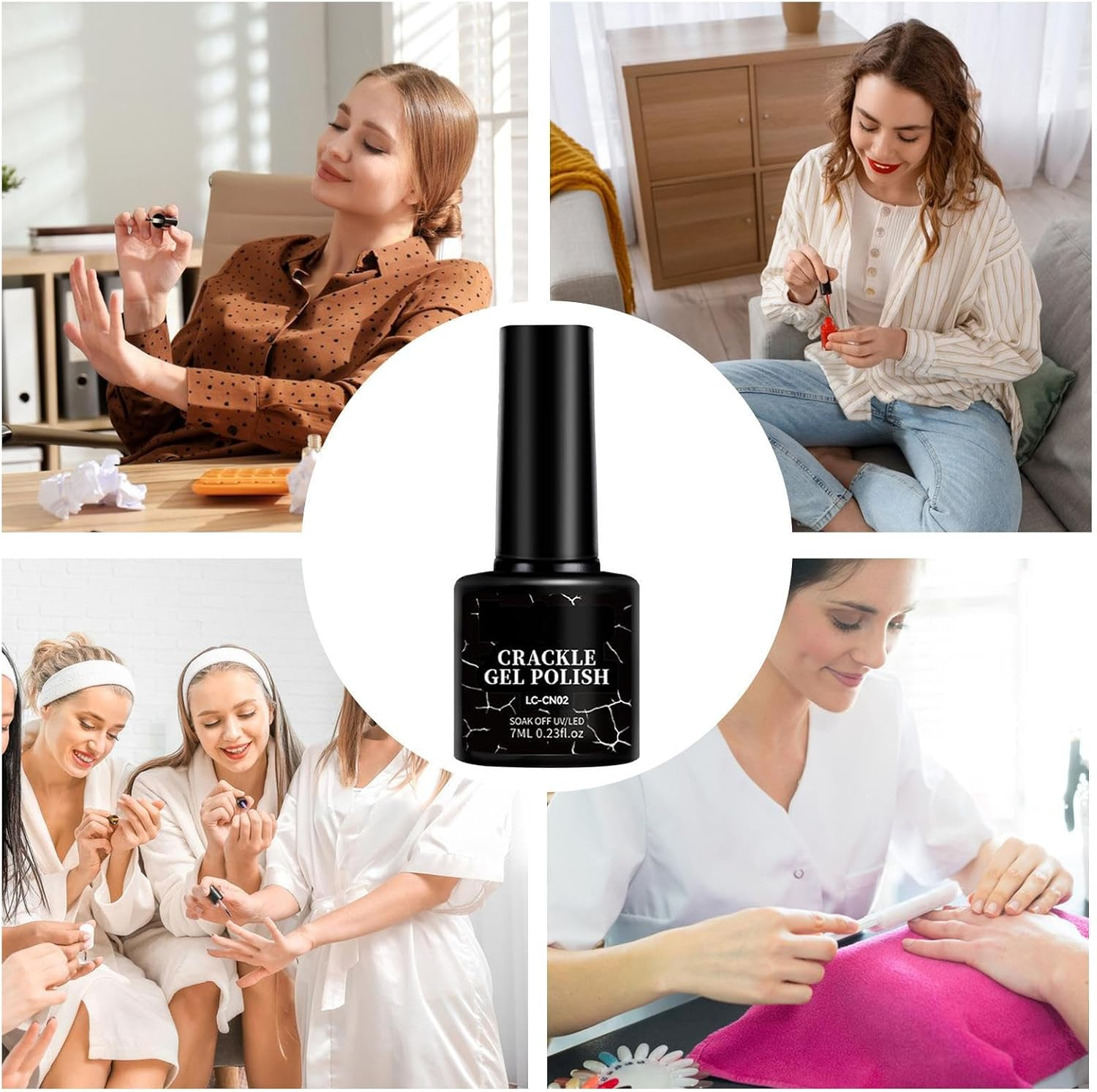 Blooming Gel Nail Polish - Cool Nail Polish | Crackle Gel Lacquer | 7Ml Women&rsquo;S Manicure Supplies, Clear Marble Nail Arts, Fingernail Decor for Salon, Home, Events, Watercolor Design for Prom - Cn02 image number 4