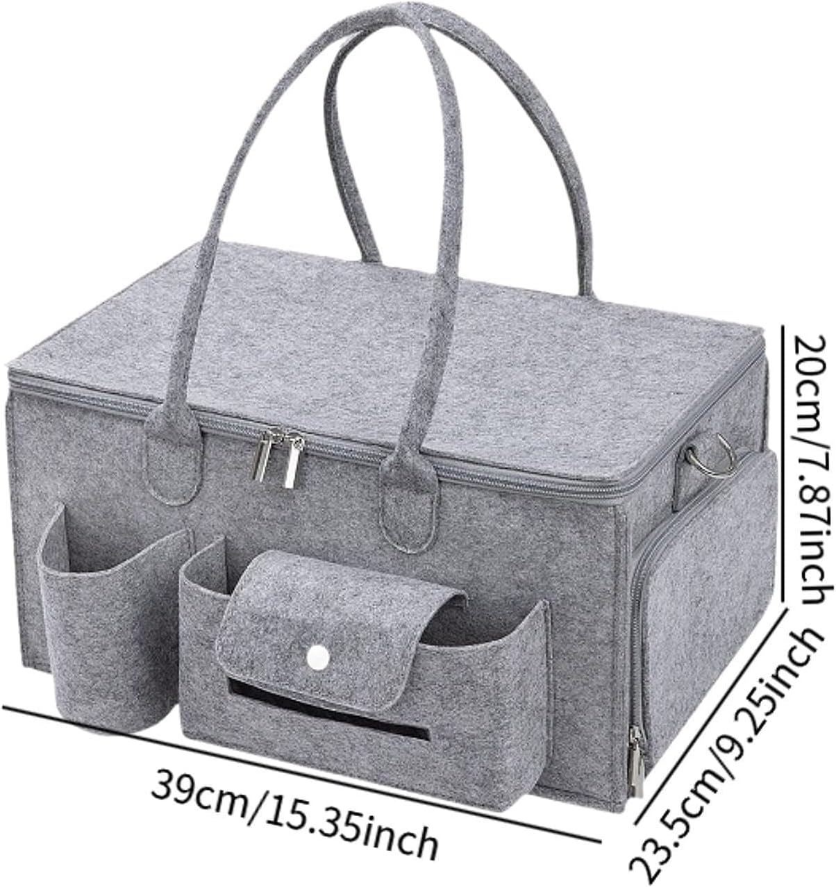 Baby Diaper Caddy Organizer with Lid &ndash; Large Portable Nursery Storage Basket for Diapers, Wipes & Baby Essentials &ndash; Travel Diaper Bag, Registry Must-Have (15.7" X 9.4" X 7.9") image number 5