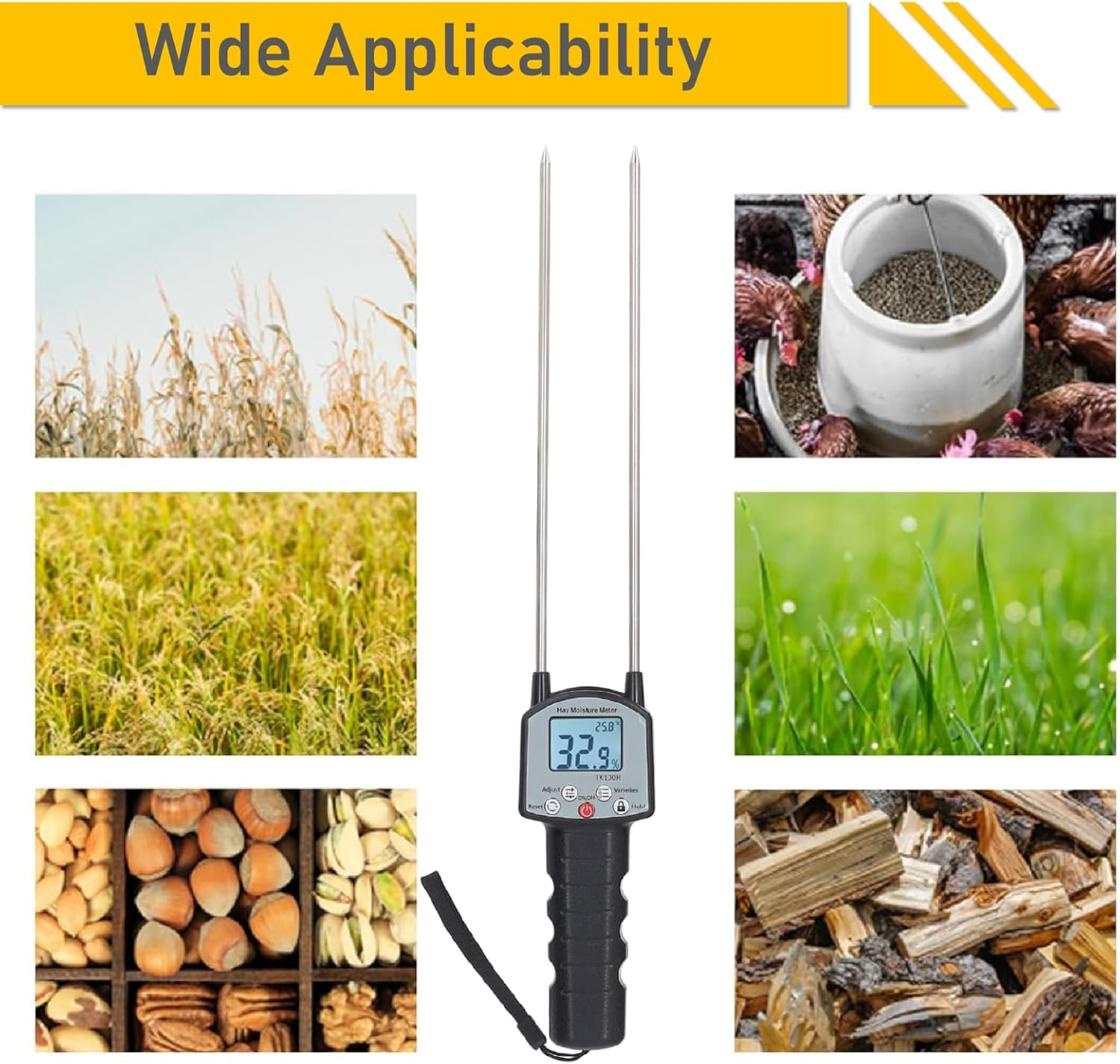 Upgrade TK100H Hay Moisture Tester, Portable Hay Moisture Meter with Bag, Precise Hay Moisture Tester with Probe for Cereal Straw, Forage, Leymus Chinensis, Range 0-80% image number 5