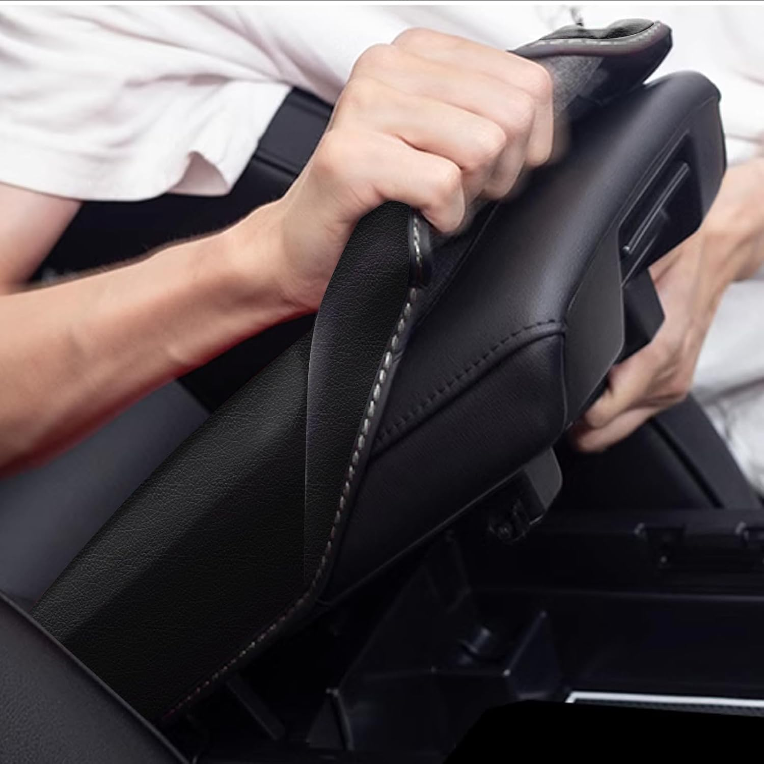 Faccaibbg Armrest for 2019 2020 2021 2022 2023 2024 2025 Mazda 3 Arm Rest Cover for Car Mazda 3 Hatchback/Sedan Waterproof Leather Center Console Cover (Black) image number 5