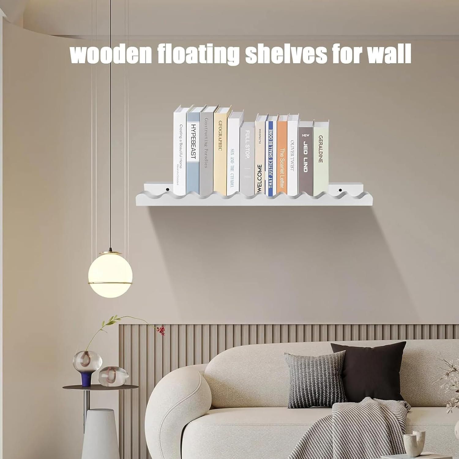 White Nursery Wall Mounted Book Shelves, Floating Bookshelf for Kids Bedroom, Toddler Room, Baby Room, 4Packs 40 * 11 * 4Cm image number 6