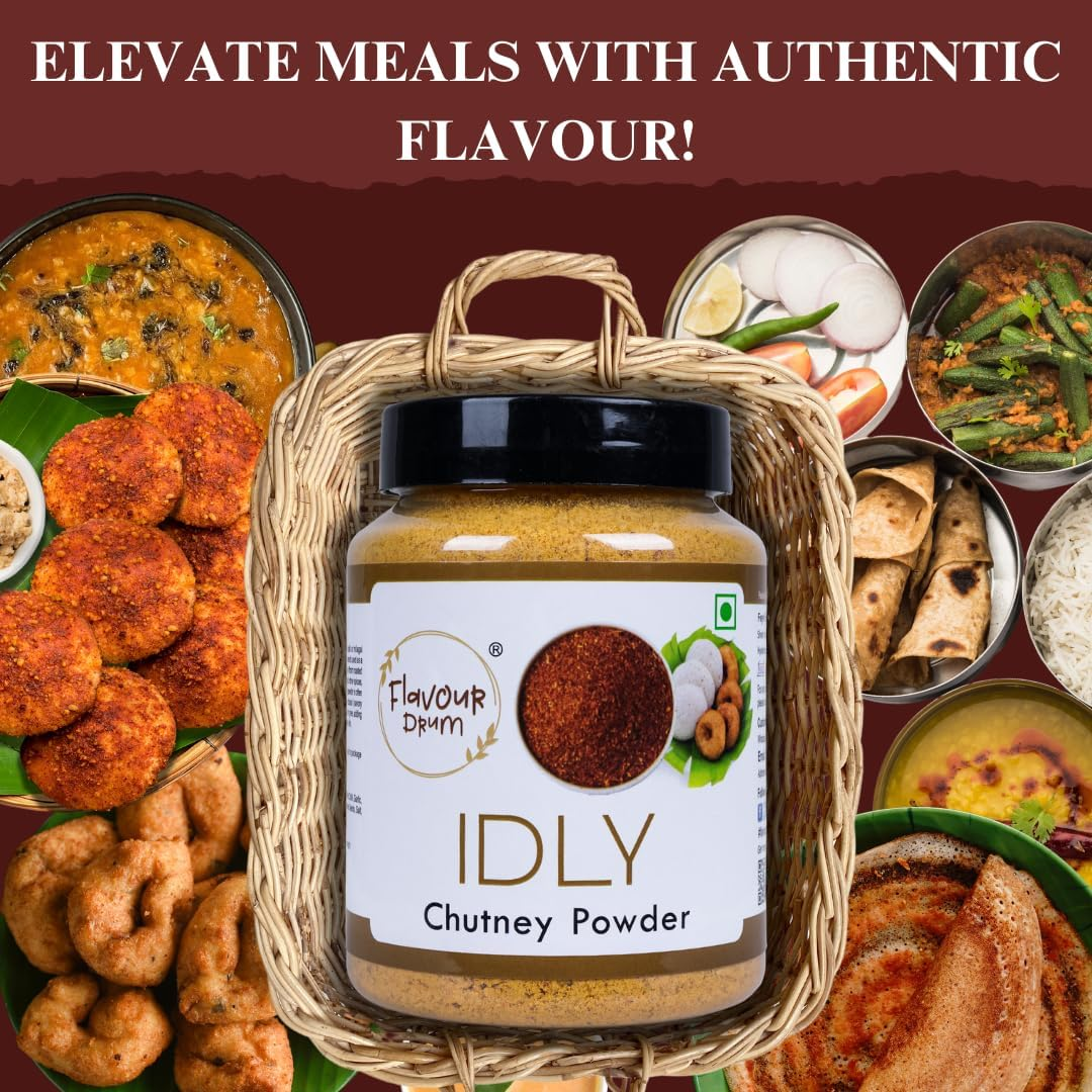 Flavour Drum Idly Chutney Powder, 200 G - Podi | Healthy | Fresh and Tasty |
