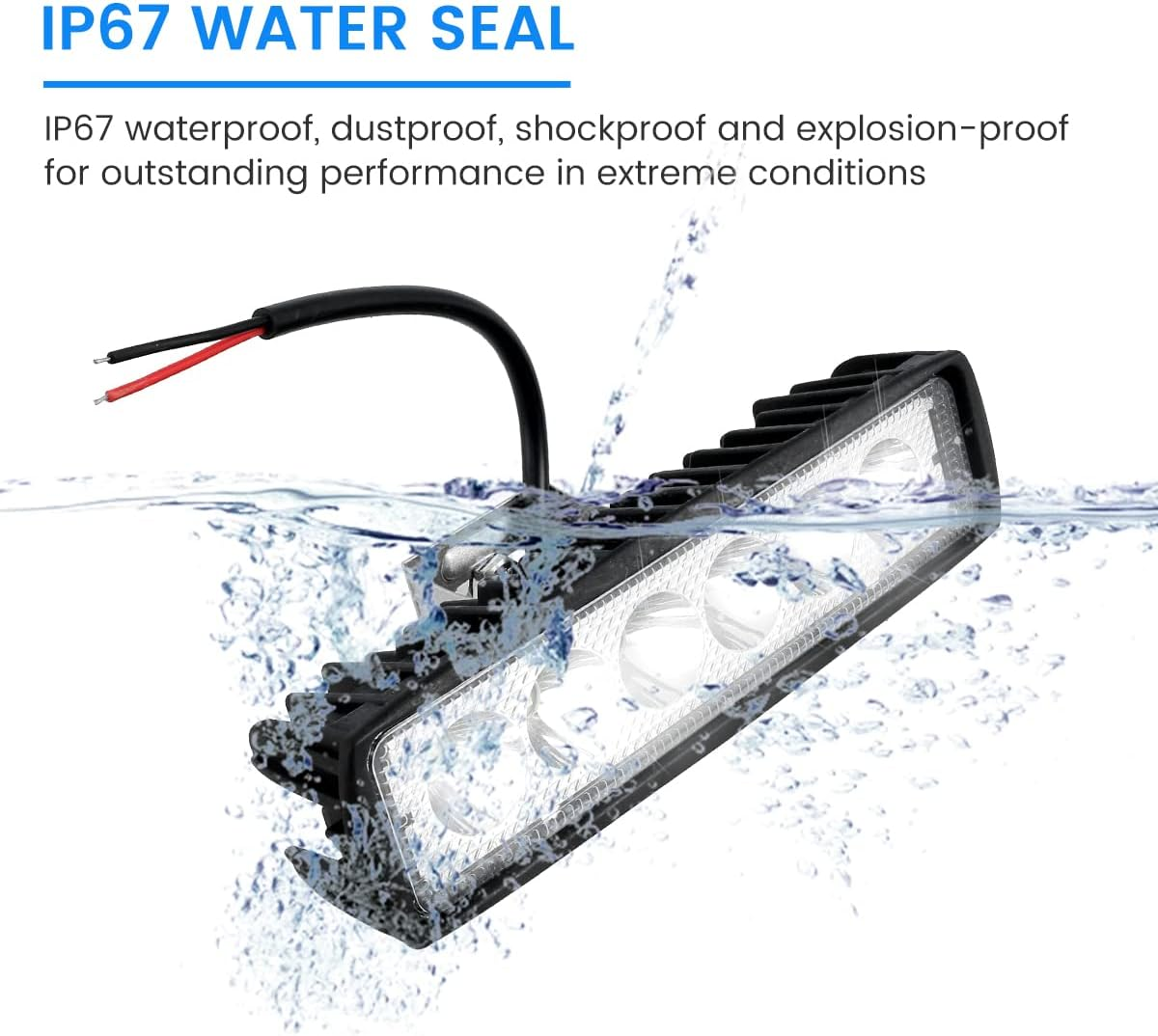 12Volt LED Light Bar, 18W 6000K Super Bright Car LED Fog Light, IP67 Waterproof Flood Spot Light, White off Road Head Light, Led Light Bar for SUV ATV Vehicle Car Truck Boat (2 Pcs) image number 4