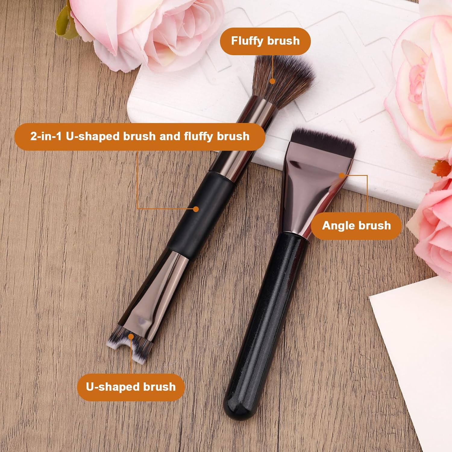 BOXOB 2Pcs 2-In-1 Nose Contour Brush Set, Sculpting Dual-End Nose Brushes with Flat Brush Dual Head Makeup Tools for Sculpting and Defining Noses Contour image number 2