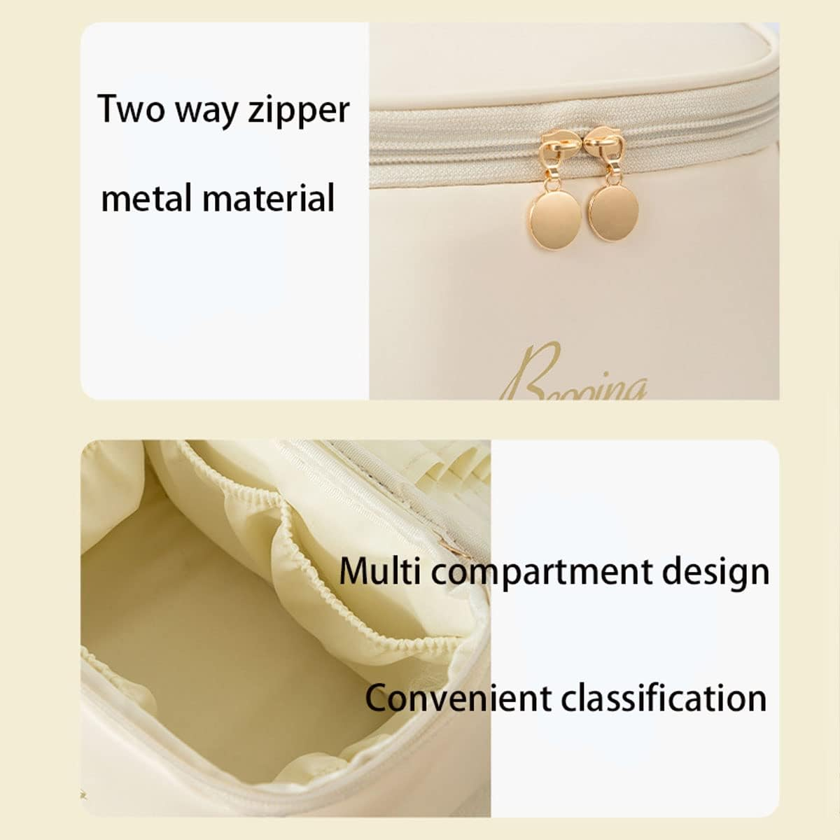 Cube Style PU Modern Simple and Large Capacity Cosmetic Bag for Easy Carrying of Travel Ladies' Makeup Bag (Pink) - Brown image number 5