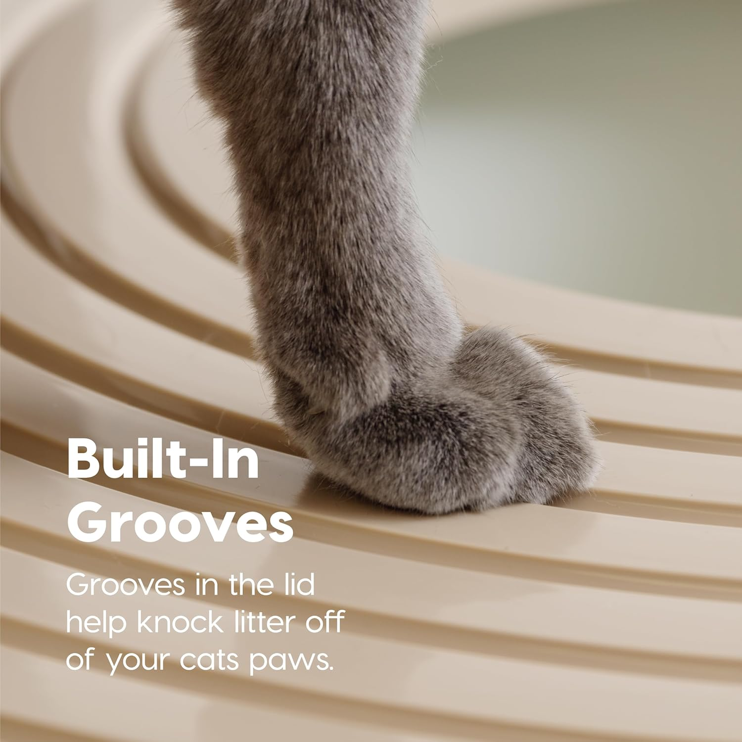 IRIS Top Entry Cat Litter Box, White - Beige image number 6