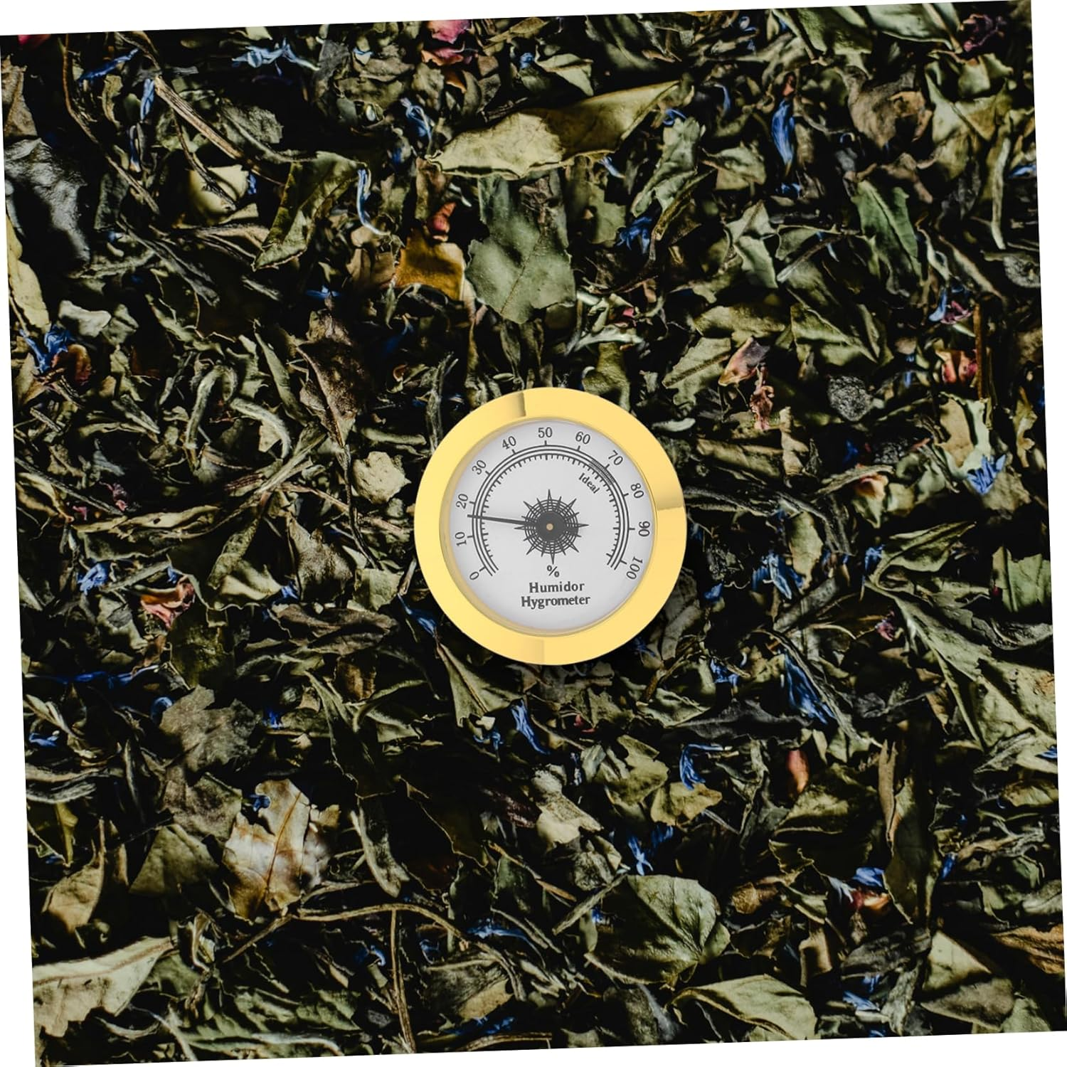 Tea Leaf Containers Humidor Hygrometer Metal round Analog Gauge Easy to Use for Cigar Boxes image number 5