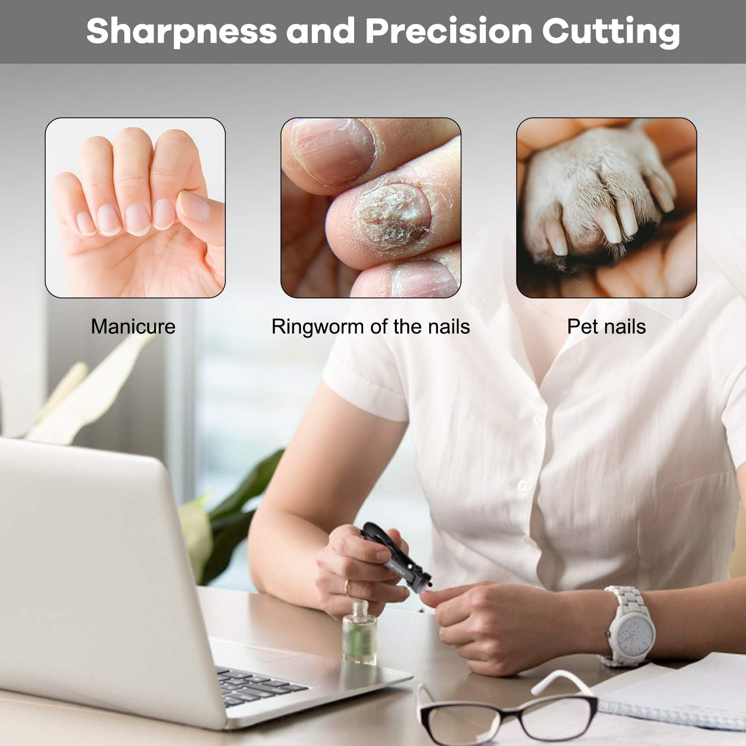 Nail Clippers for Thick Nails -Stainless Steel Heavy Duty, Wide Mouth Professional Fingernail and Toenail Clippers Set for Men, Women & Seniors,Black