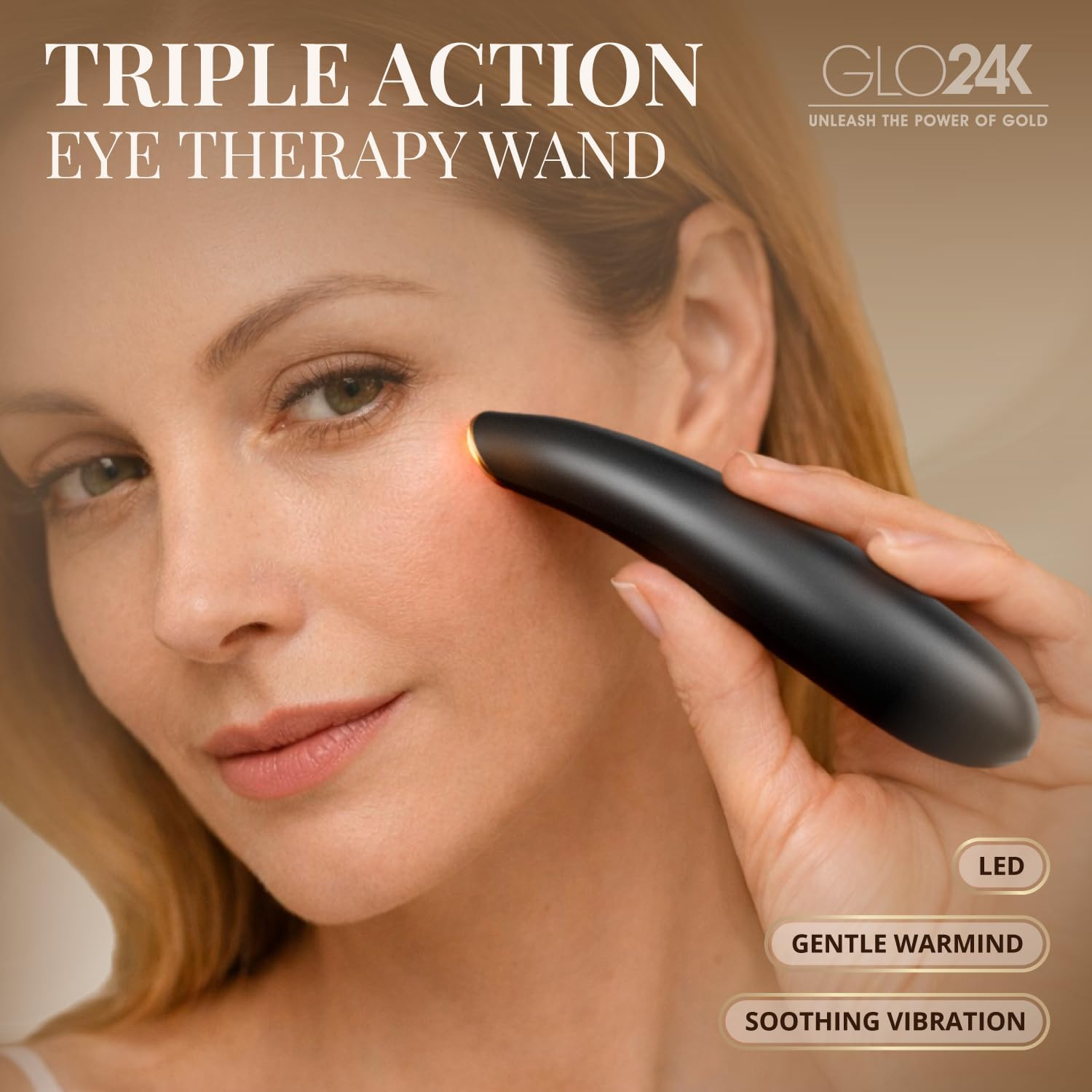 GLO24K Eye Care Beauty Massager. for Radiant, Beautiful Skin around the Eyes. image number 3