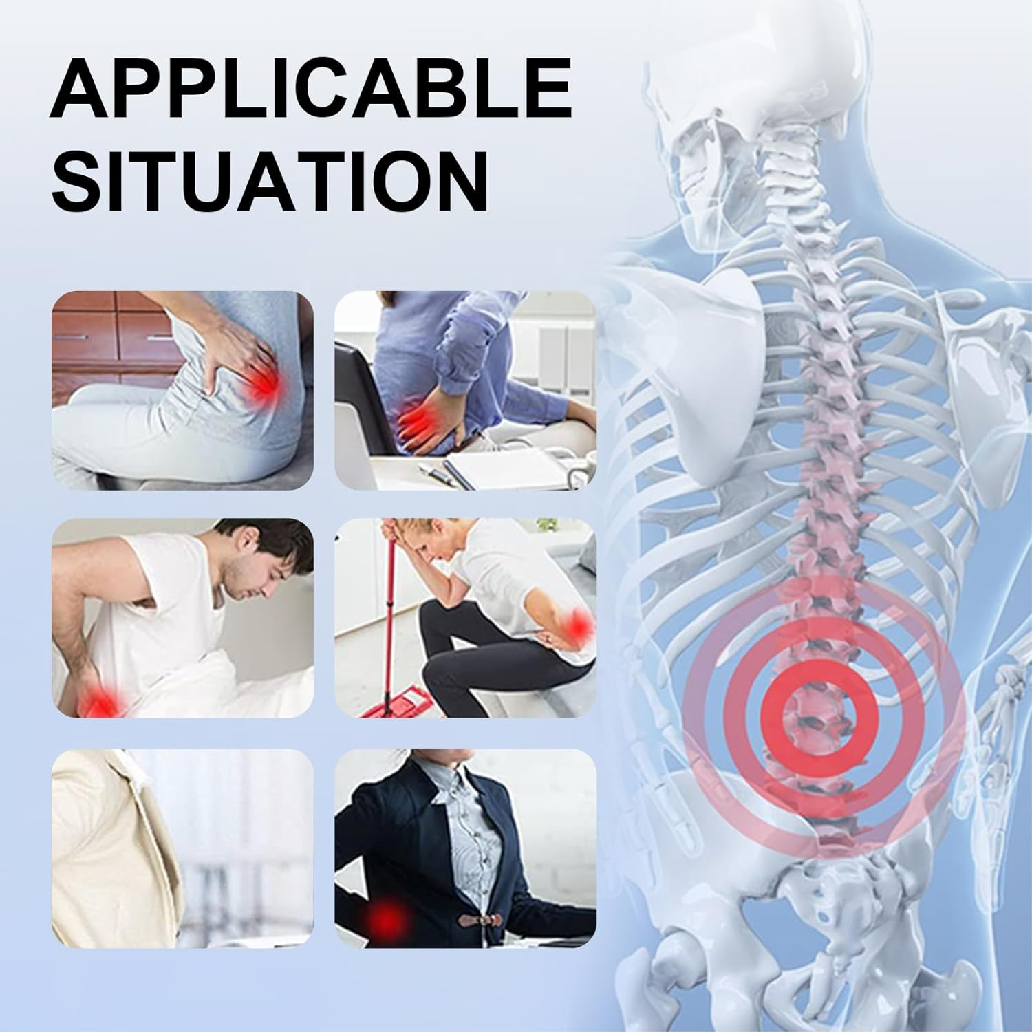 Back Brace for Men and Women,Breathable Back Support Belt,Back Support for Lower Back Pain and Spinal Fractures,Back Braces for Scoliosis Treatment (Blue, M) image number 6