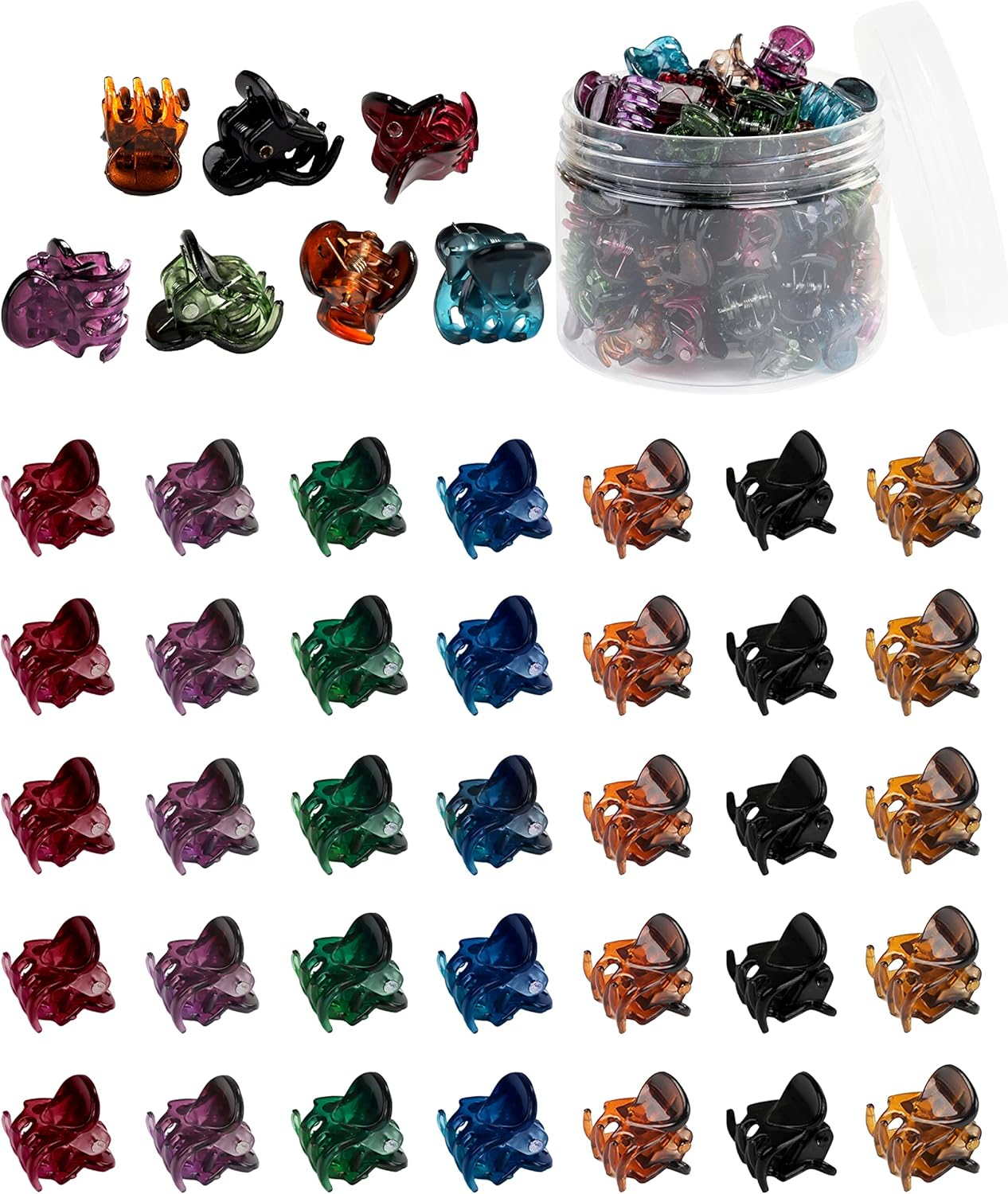 Mini Hair Clips - 72 Pcs for Women and Girls, Plastic, Small Claw Hair Clips with 3 Colors, Tiny image number 3