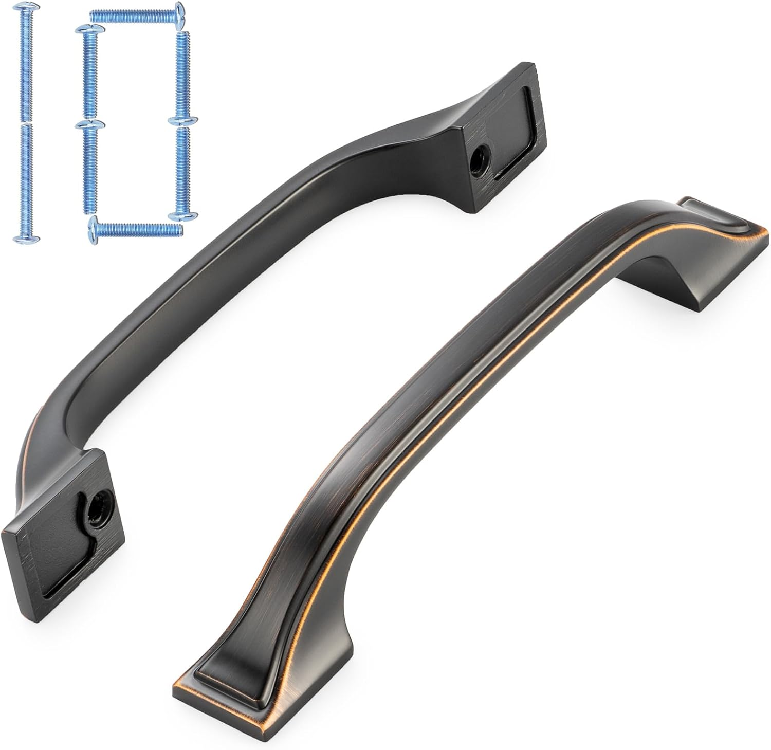 KOOFIZO Square Foot Craftsman Cabinet Bow Pull - Oil Rubbed Bronze Furniture Handle, 5 Inch/128Mm Screw Spacing, 10-Pack for Kitchen Cupboard Door, Bedroom Dresser Drawer, Bathroom Wardrobe Hardware