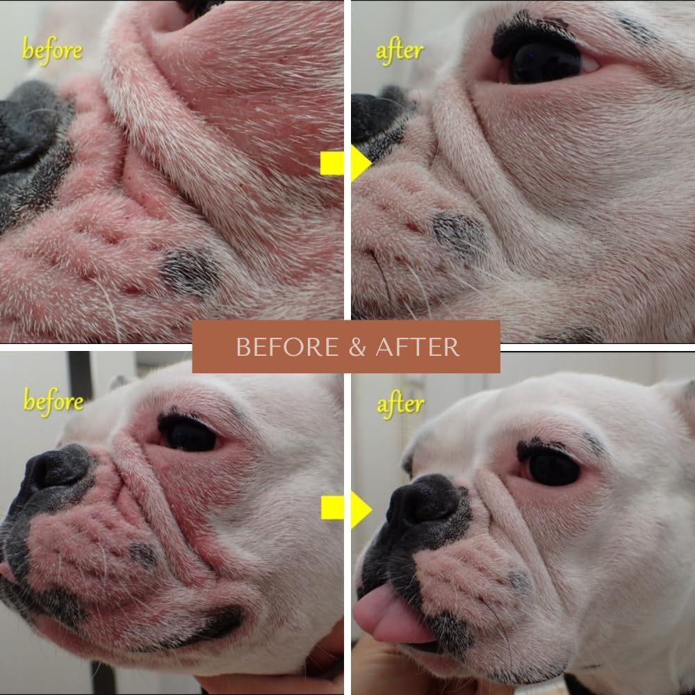 Wrinkle Wipes for Dogs | Bulldog, French Bulldog, Pug, English Bulldog | Cleans & Soothes Wrinkles, Folds, Tear Stain, Tail Pockets & Paws, Anti-Itch | 100 Soft Cotton Pads&hellip; image number 2