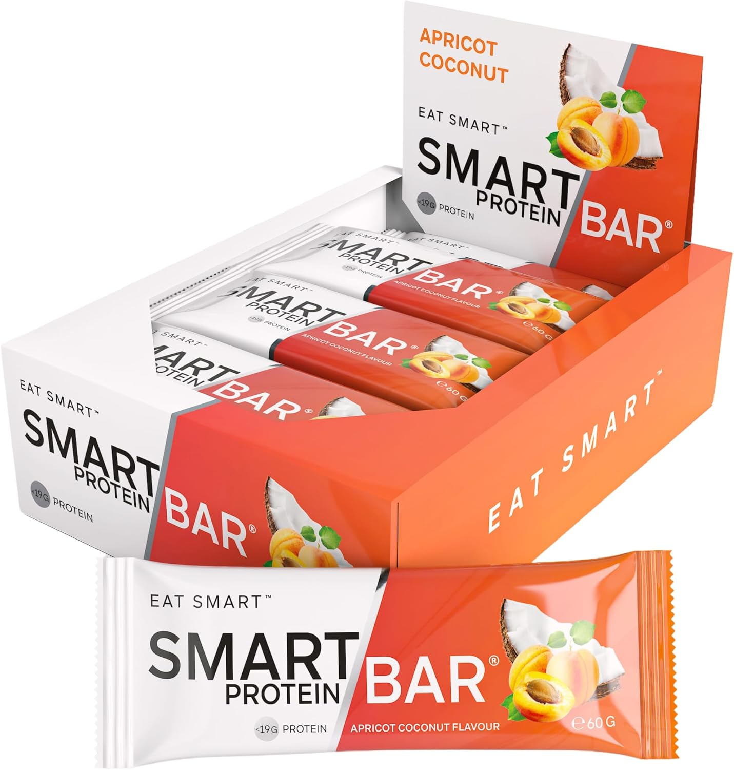Smart Bars Protein Bar - Apricot Coconut, 12 X 60 G | 18.4 G High Protein Snack, Keto Friendly, Nutritional, Low-Carb, Low Sugar image number 1