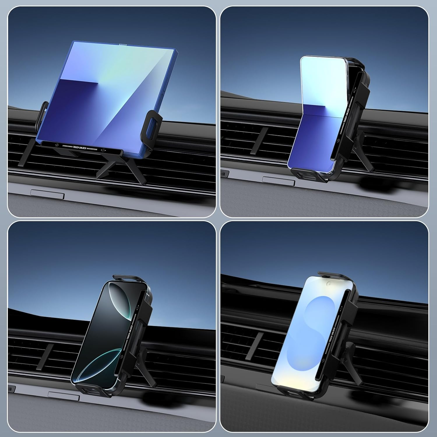 Wireless Car Charger Fast Charging: Qoosea 15W Qi Dual Coil Car Mount for Air Vent, Car Phone Holder Compatible with Samsung Galaxy Z Fold 7/6/5/4/3/Fold 2 Z Flip 7/6/5/4 Iphone 16 Pro Max Google