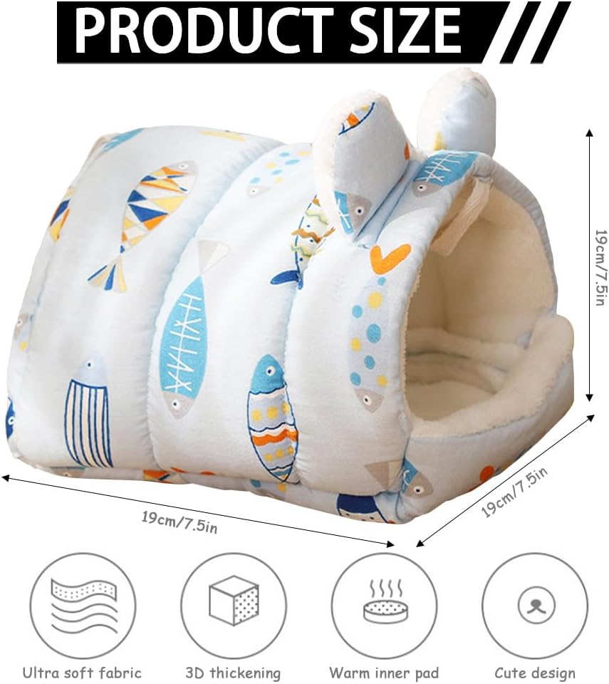 Cutitiuu 19 X 19 Cm Guinea Pig Bed, Hamster House, Warm Guinea Pig Bed, Guinea Pig Hideout, Washable, Small Animal Cave for Chinchilla, Hedgehog, Guinea Pigs, Guinea Pigs (Fish) image number 3