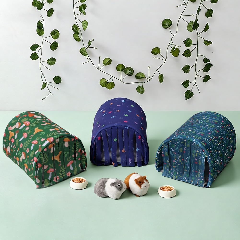 HOTUT Guinea Pig Bed Rabbit Hideout,Guinea Pig Tunnel,Small Animal House Cage Accessories with Curtains,Warm Guinea,With Removable Cushion,Anti-Slip,For Chinchillas,Hamsters,Dwarf Rabbits
