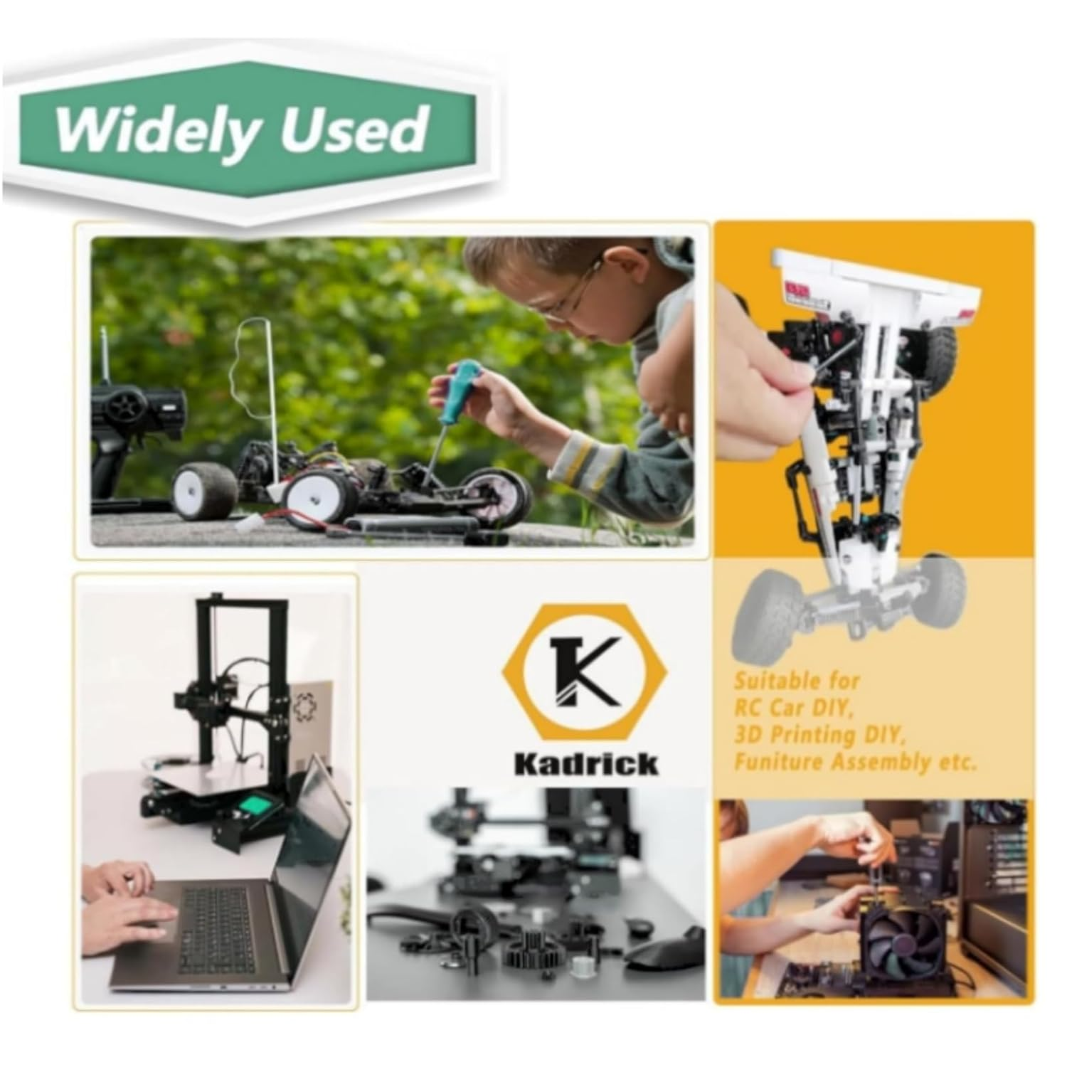 2240PCS Metric Screw Assortment, M3 Machine Screws with Lock & Flat Washers, Grade 10.9 &12.9 Alloy Steel Hex Socket Button Head Black Screws Nuts and Bolts Kit (2240Pcs M3) image number 2