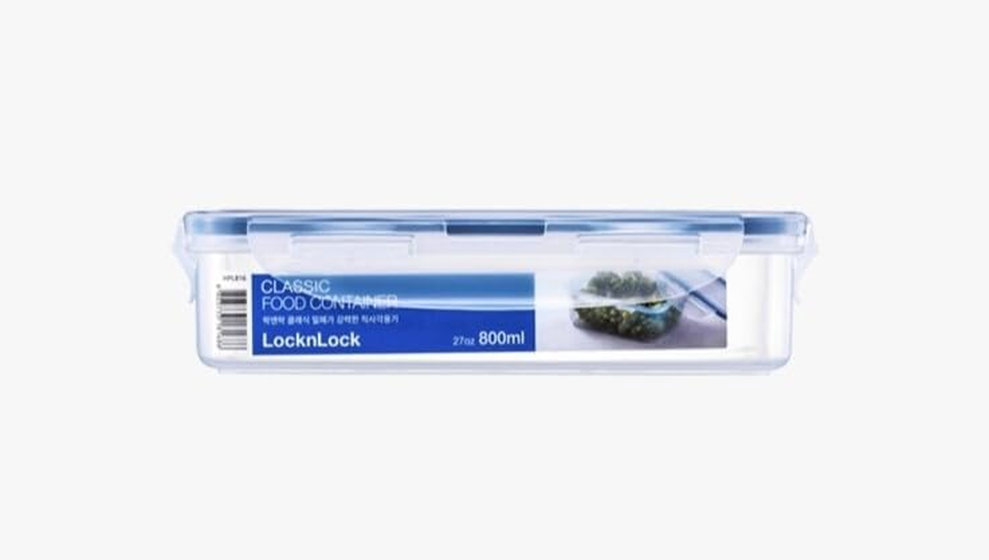 Lock & Lock Classic Rectangle Short Food Container, Clear/Blue Seal, 70062 image number 3