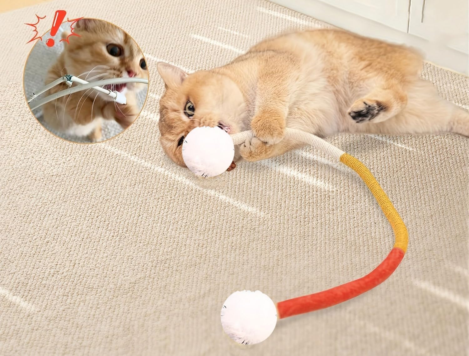 MINZHI Pack of 3 Interactive Teething Rope, Interactive Toy for Cats, Indoor Cat Toy, Teething Rope, Catnip Toy Teething Rope, Relieves Cat Stress, Cat Dental Care against Bad Breath image number 3