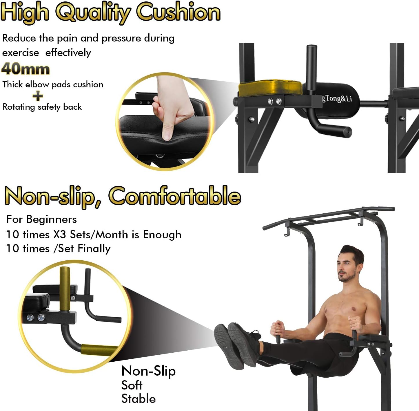 Bangtong&Li Power Tower Workout Pull up & Dip Station Adjustable Multi-Function Home Gym Fitness Equipment image number 2