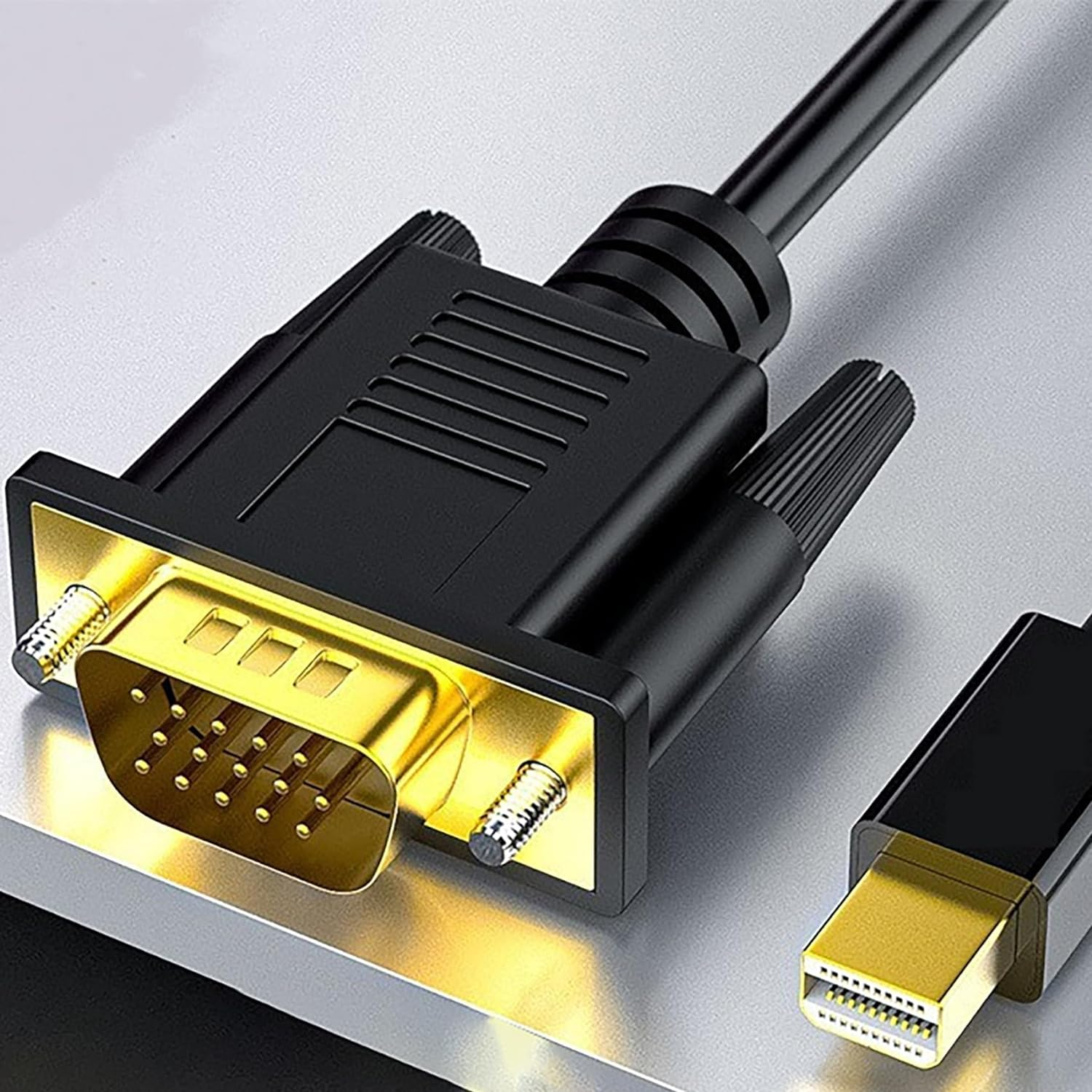 Tunghey Mini Displayport to VGA Cable, Mini Display Port DP to VGA Cable Adapter Male to Male (Thund-Erbolt and Thund-Erbolt 2 Port Compatible) for Monitor Display HDTV and Projector (1.8M) image number 1