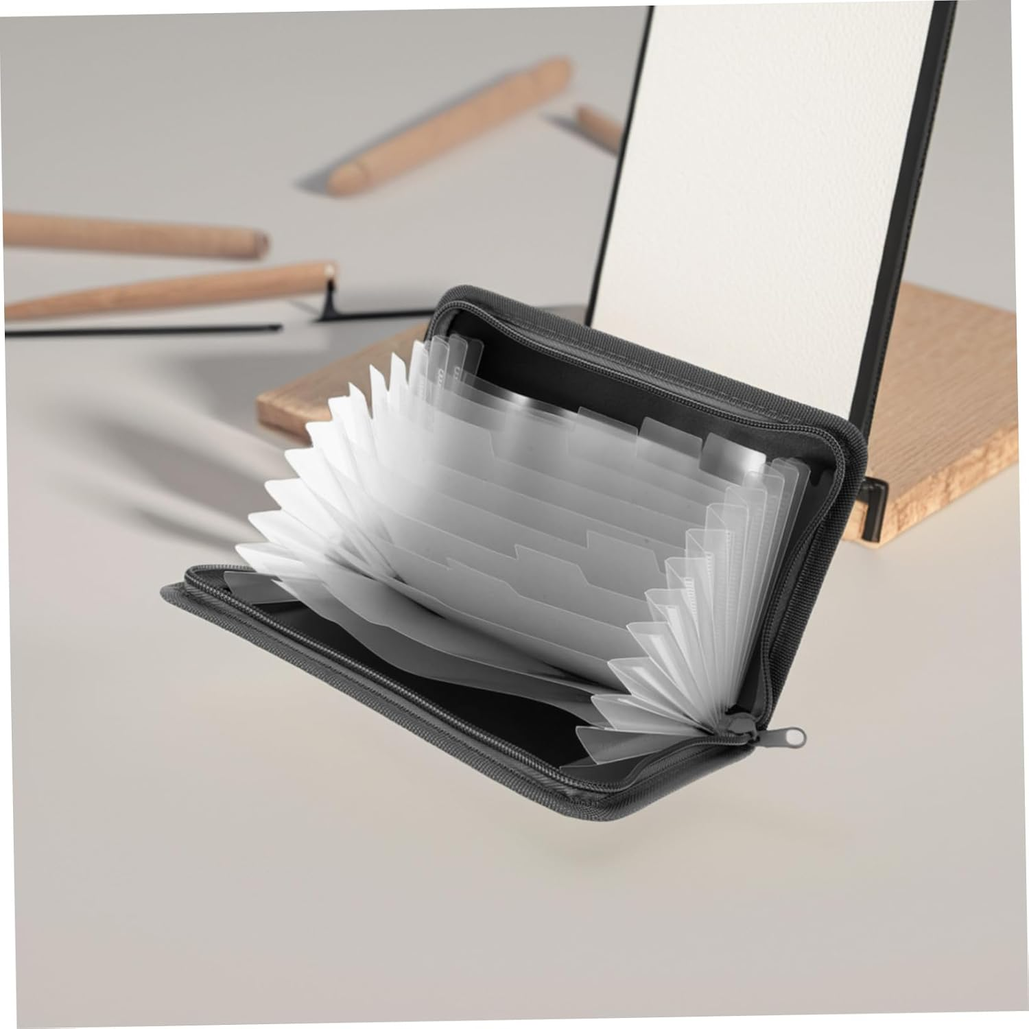 ROMISBABA Bill Accordion Bag Mini Zipper File Folder Multi-Layer Organizer for Business Travel image number 5