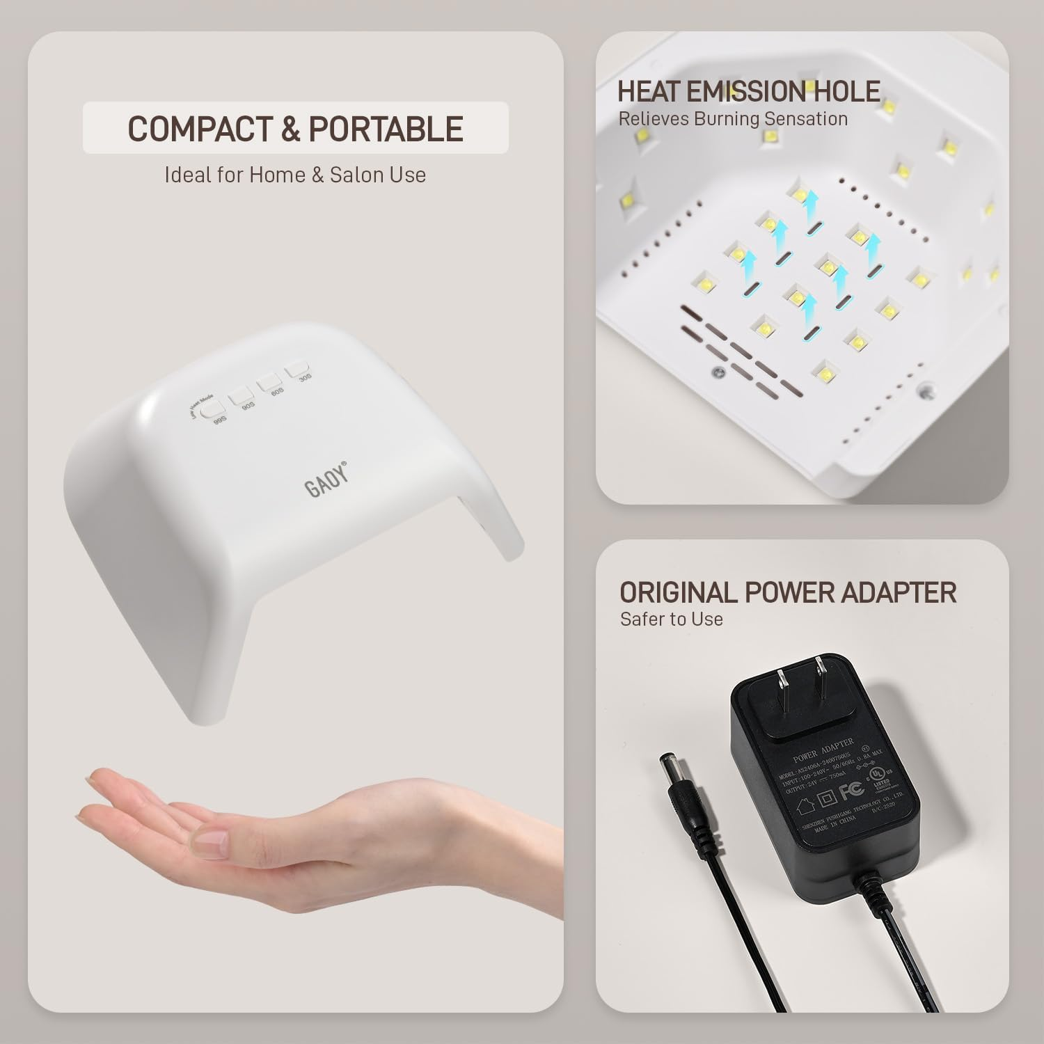 GAOY UV Nail Lamp, Fast Curing UV Light for Gel Nails with Automatic Infrared Sensor and 4 Timers, Professional Salon or Manicure Art at Home, White