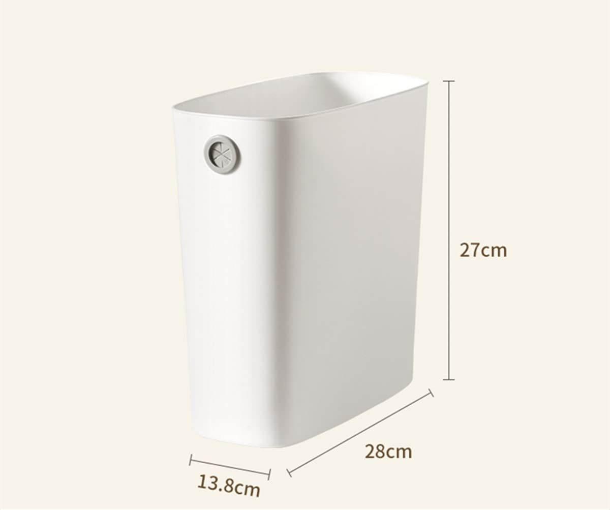 QUHUOYAO Waste Garbage Can, Bathroom Waste Garbage Can without Lid, Household Waste Garbage Can, Suitable for Bedroom, Living Room, Kitchen, 10 Liters Capacity, Warm Green/White (White) image number 6