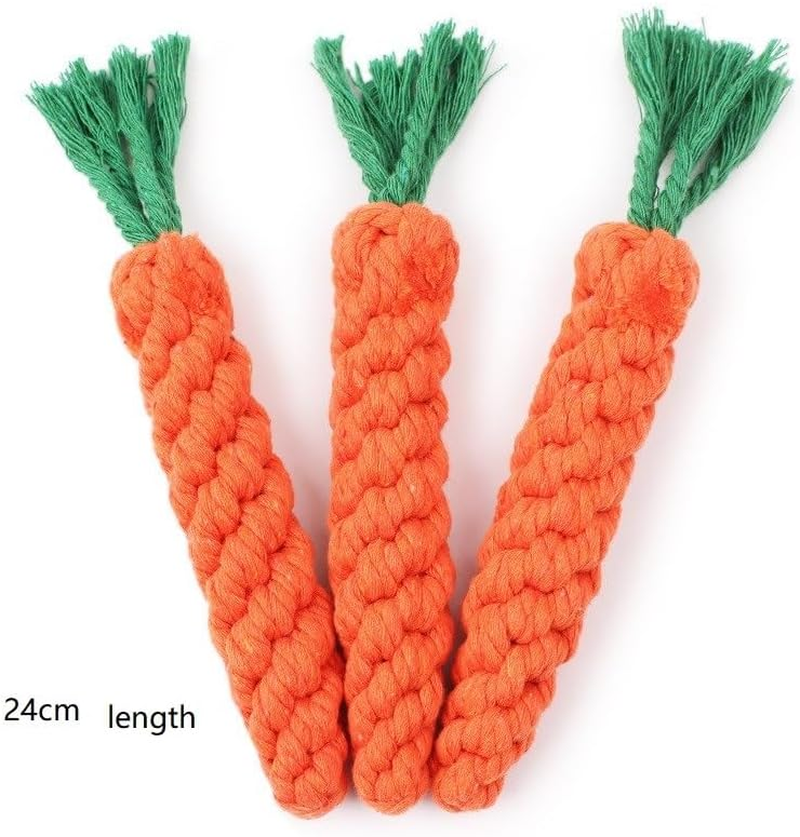 Puppy Chew Toys Carrot, 2 Pack Braided Rope Dog Toy for Small Dog Teeth Cleaning (Orange Red, One Size（24Cm）) image number 6