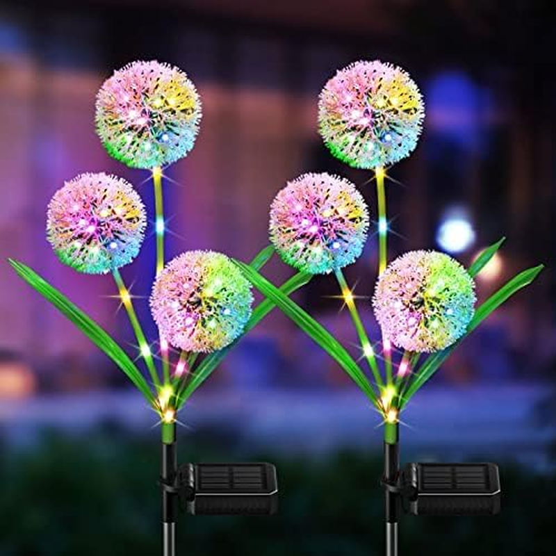 Solar Lights Outdoor Garden Decor, 2 Pack Upgraded Solar Dandelion Garden Lights Decorative with 36 LED - IP65 Waterproof Colorful Solar Lights Outdoor for Yard, Lawn, Pathway and Wedding image number 5