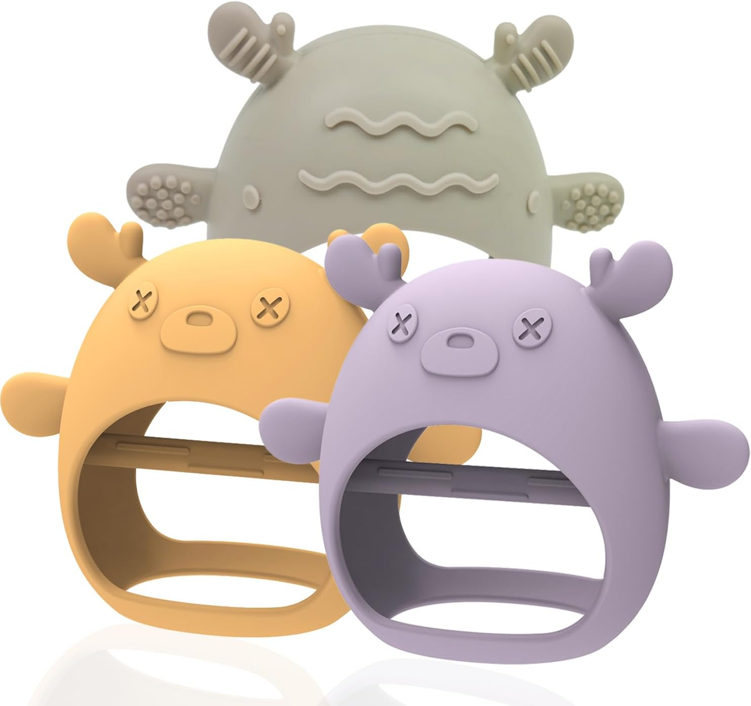 3 Packs Baby Teething Toy for 3-6 6-12 Months, Food Grade Silicone Teething Mitten, anti Dropping Wrist Hand Teethers Baby Chew Toys for Sucking Needs, BPA Free