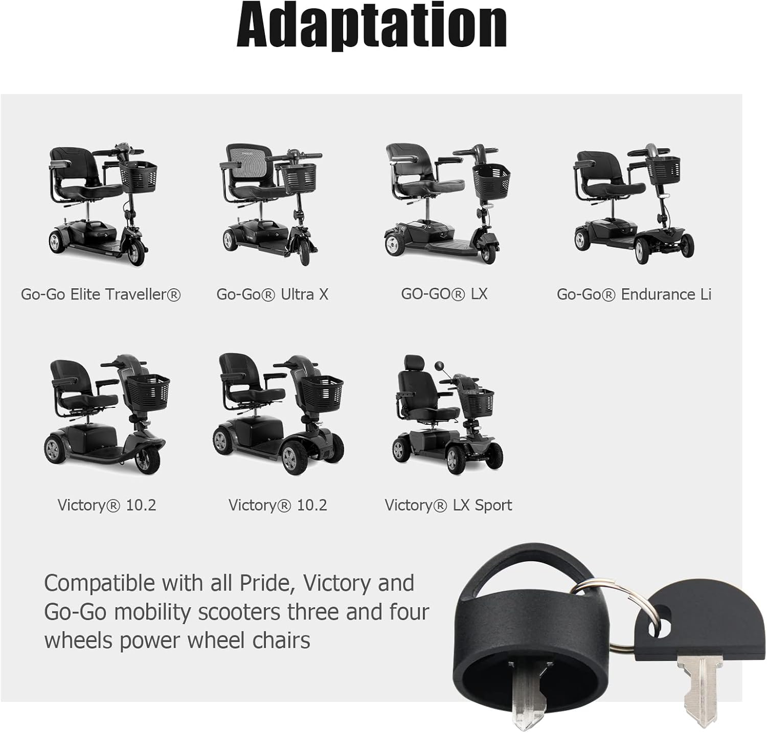 Easy Pull Key for Pride Mobility Scooter, Key Replacement Parts Accessories for All Pride, Victory and Go-Go Mobility Scooters Power Wheel Chairs, 2 Set