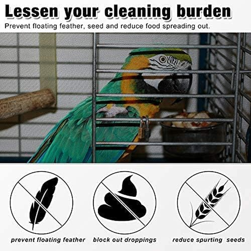 Adjustable Bird Cage Net Cover Birdcage Seed Feather Catcher Soft Skirt Guard Birdcage Nylon Mesh Netting for Parrot Parakeet Macaw round Square Cages (Black, 118 X 15 Inch/ 300 X 37 Cm) image number 1
