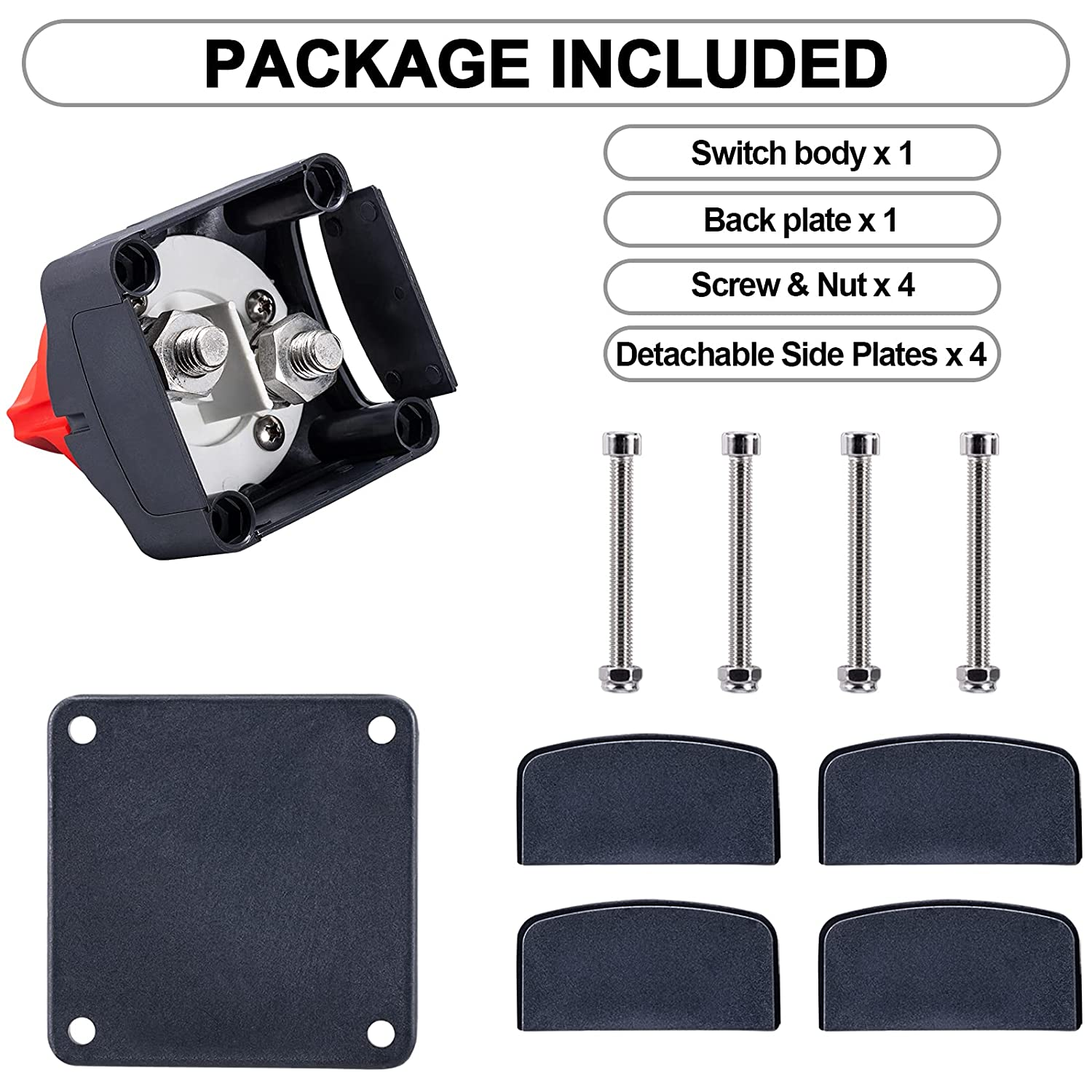 Spurtar Battery Isolator 12V 24V 48V Master Battery Disconnect Switch Battery Kill Switch Shut off Switch for Car for RV ATV UTV Caravan Boat Marine (On/Off) image number 3