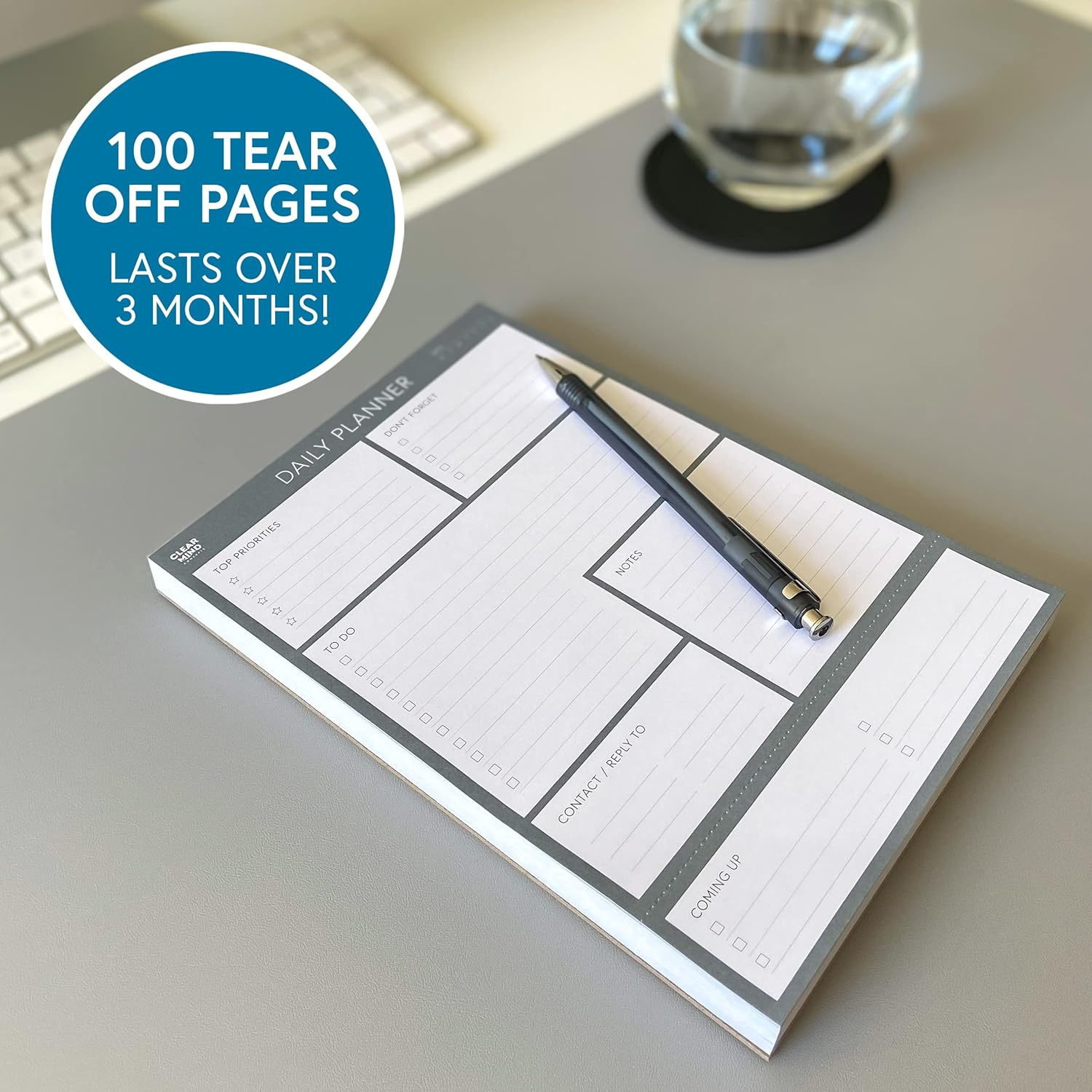 Daily Planner Desk Pad Tear off by Clear Mind Concepts &ndash; 100 Sheets 120Gsm Paper Undated for Home, Work, Office, Study, Productivity, Planning and Organising (A5) image number 4