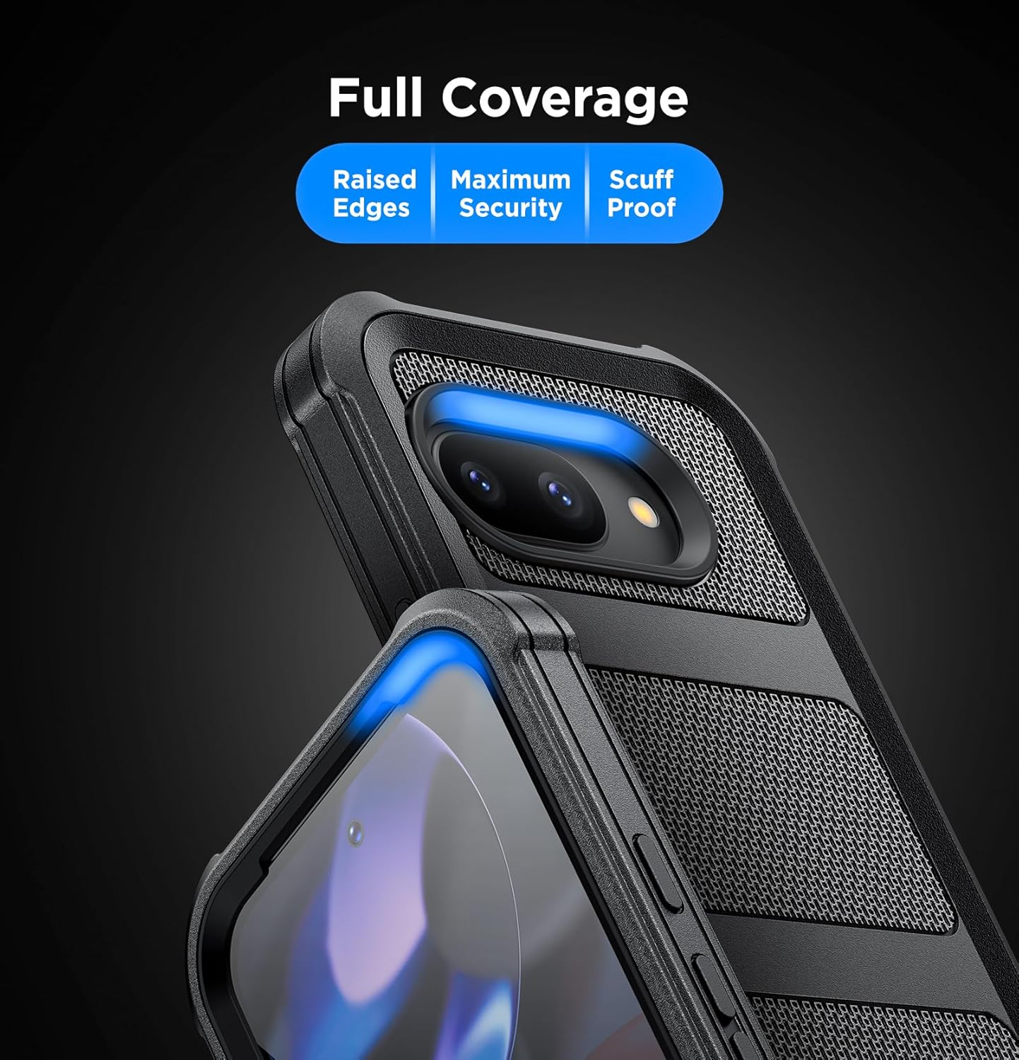 Encased Heavy Duty Case for Google Pixel 9A, (Falcon Series) Full Body Protective Phone Case with Screen Protector (Black)