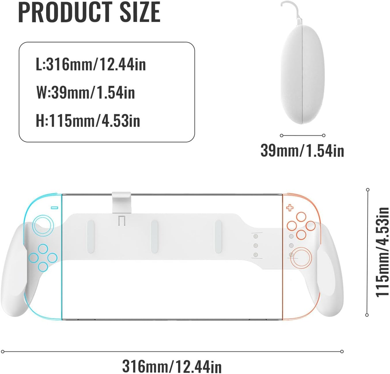XUMIUZIY Grip Compatible with 2 (2025) / Oleds, Ergonomic Handle Grip for Game Console, Asymmetrical Design (White) - Black image number 3