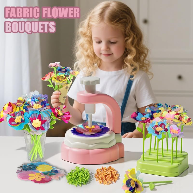 Fabric Flower Bouquets DIY Craft Kit for Girls Ages 3-8 Years Old, Educational Flower Making Toys for 5 6 7 Year Old Girls, Creative Arts and Crafts Activity Kit for Toddlers Preschool Kids image number 4