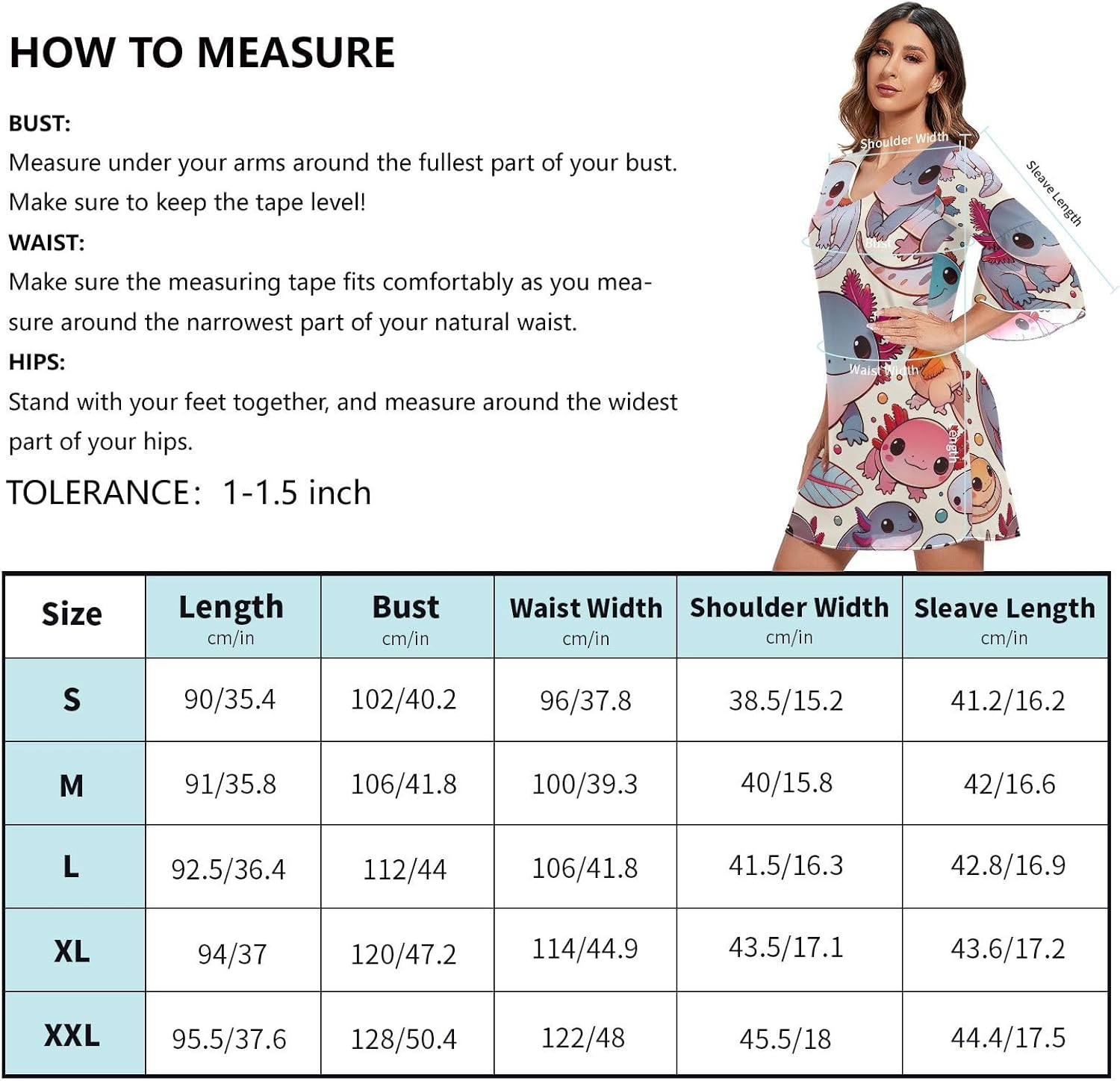 Cute Axolotl Casual Chiffon Dress Printed Line Maternity Dress S-XXL image number 2