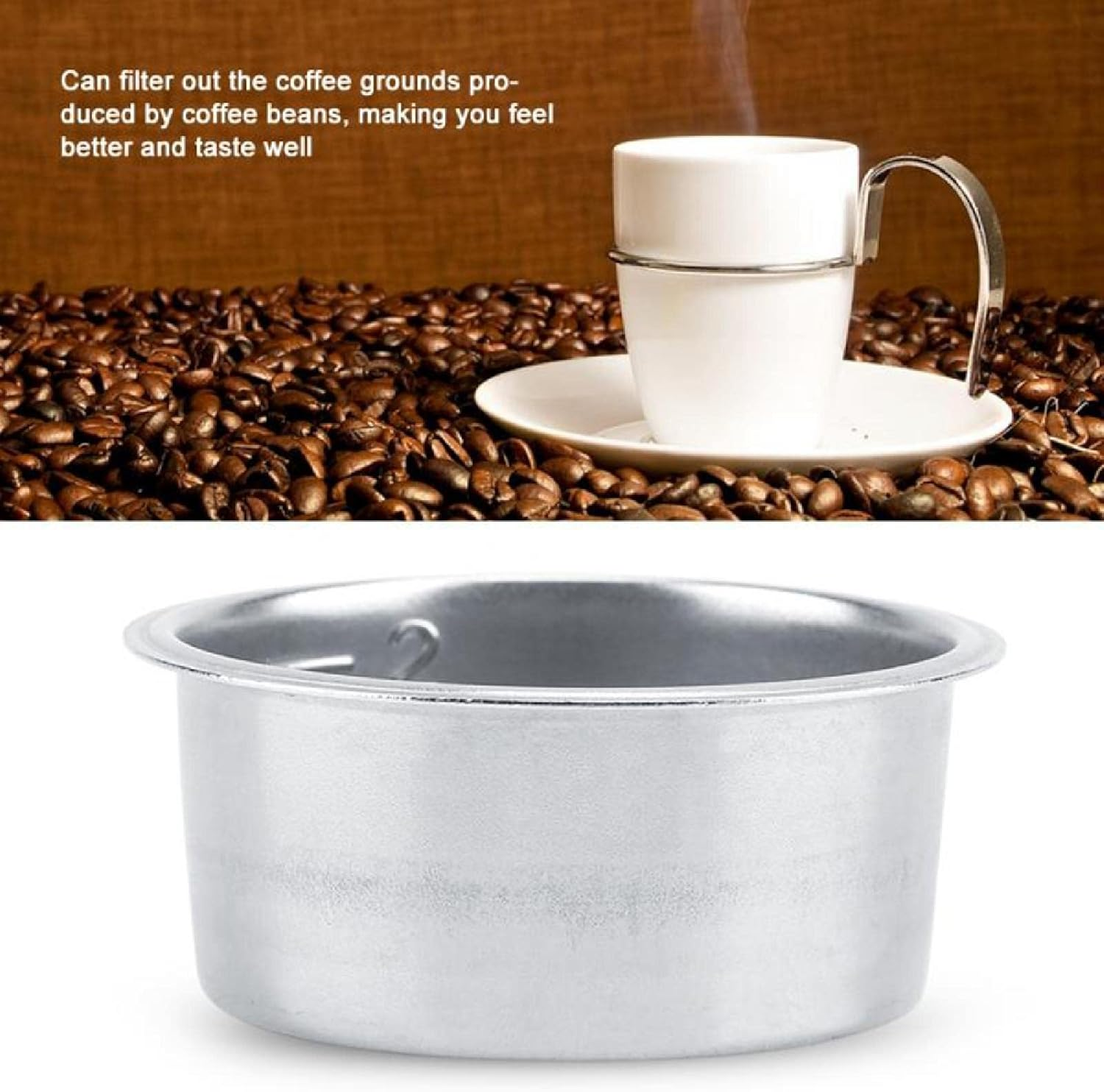 52Mm Coffee Filter Basket Silver Stainless Steel Strainer, 2 Cups Pressurized Filter Basket Espresso Filter Basket for Portafilter Coffee Machine for Breville Gustino Electrolux 1PCS